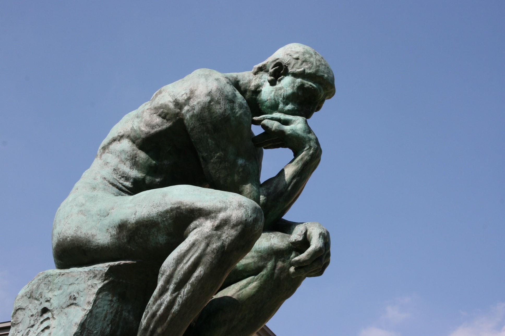 male likeness, rodin, art and craft, sculpture, grey, sky, rodin museum, blue, 1080P, history, fine art statue, solid, craft, travel destinations, representation, HD Wallpaper