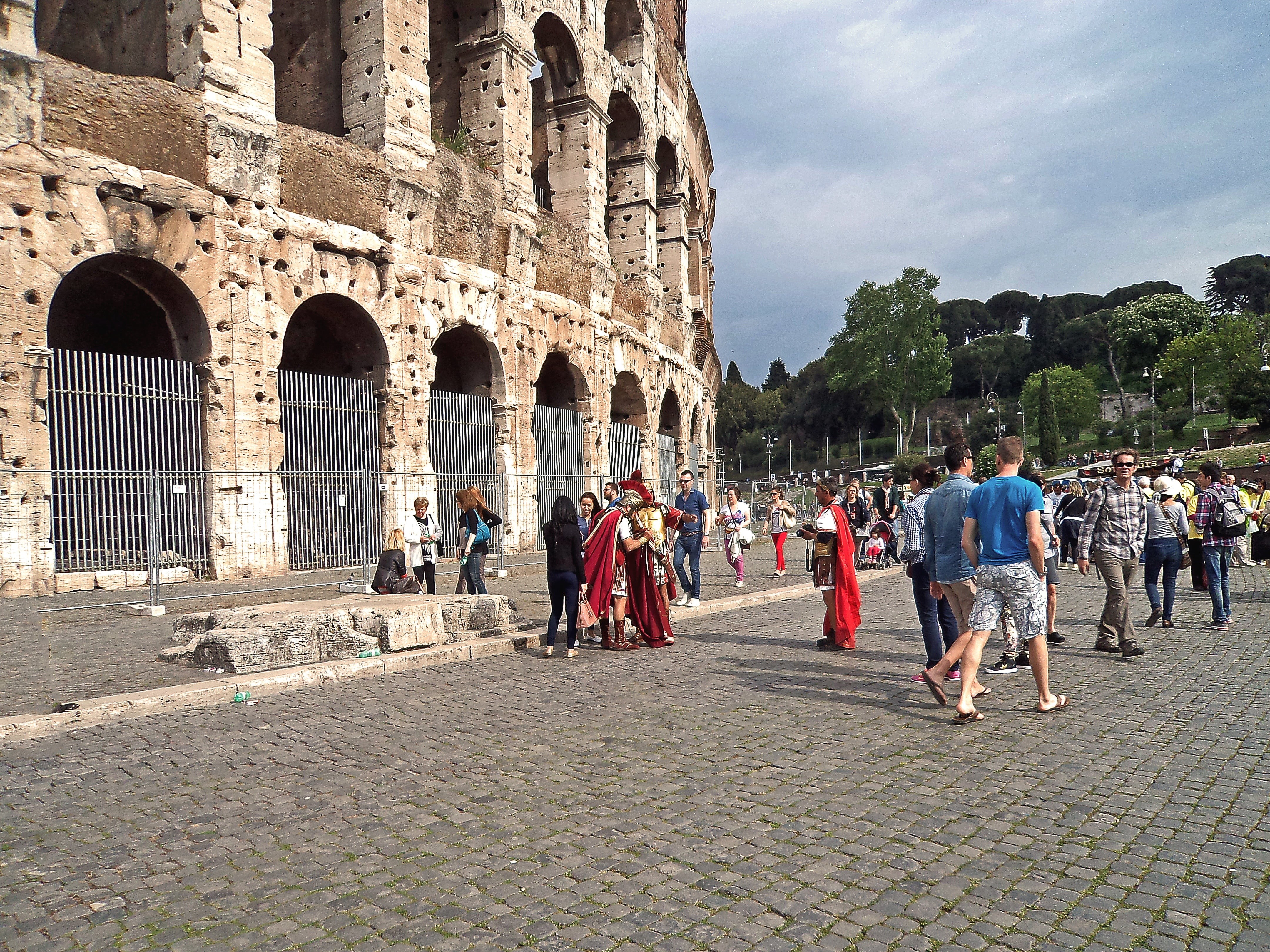 ruined, ancient times, monuments, tourism, history, the legionnaires, guards, visit, rome, tourist, people, ancient, real people, large group of people, HD Wallpaper