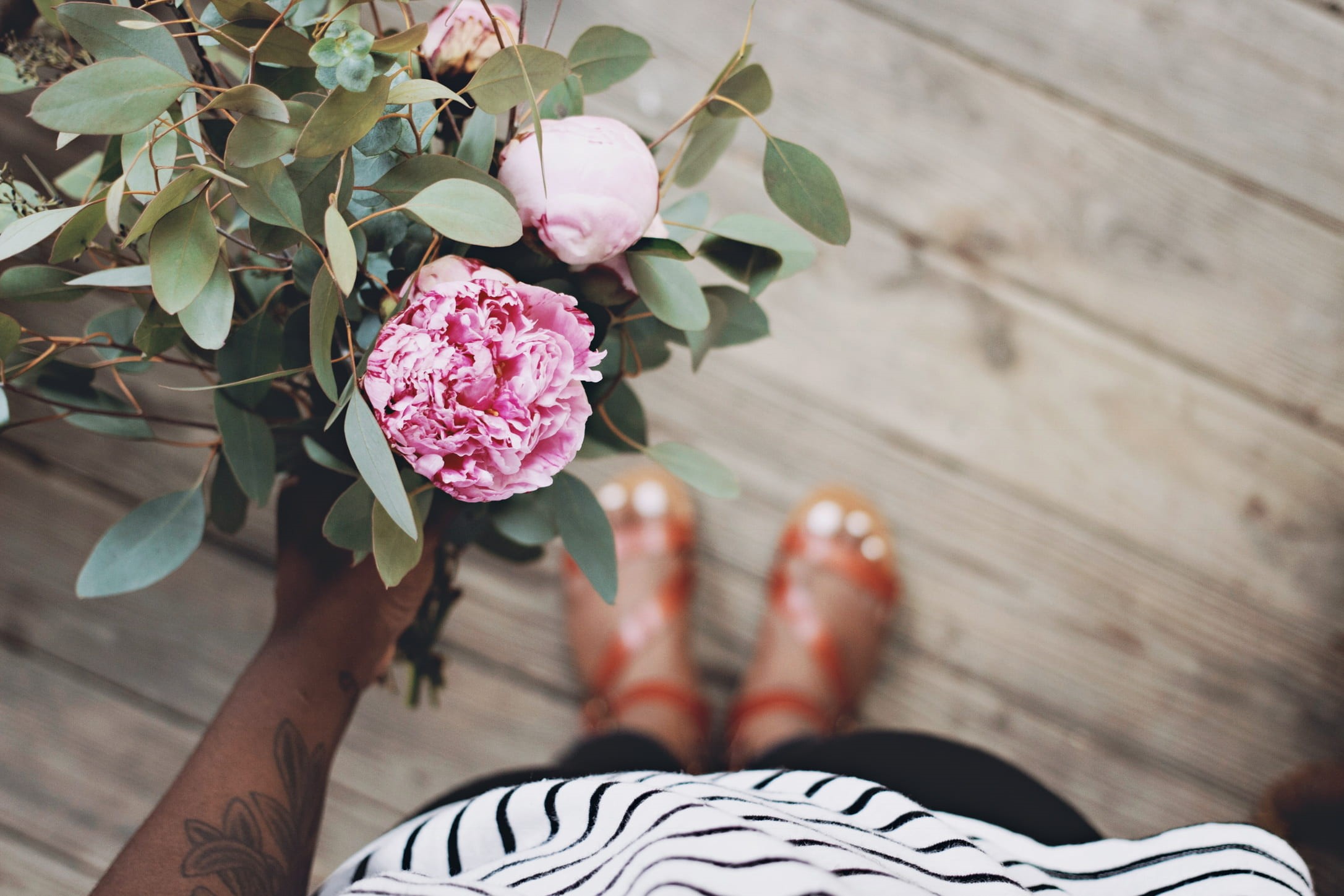peony, vulnerability, photo, petal, plant part, flowers, plant, fragility, bloom, flooring, pink color, one person, arm, close-up, personal perspective, HD Wallpaper