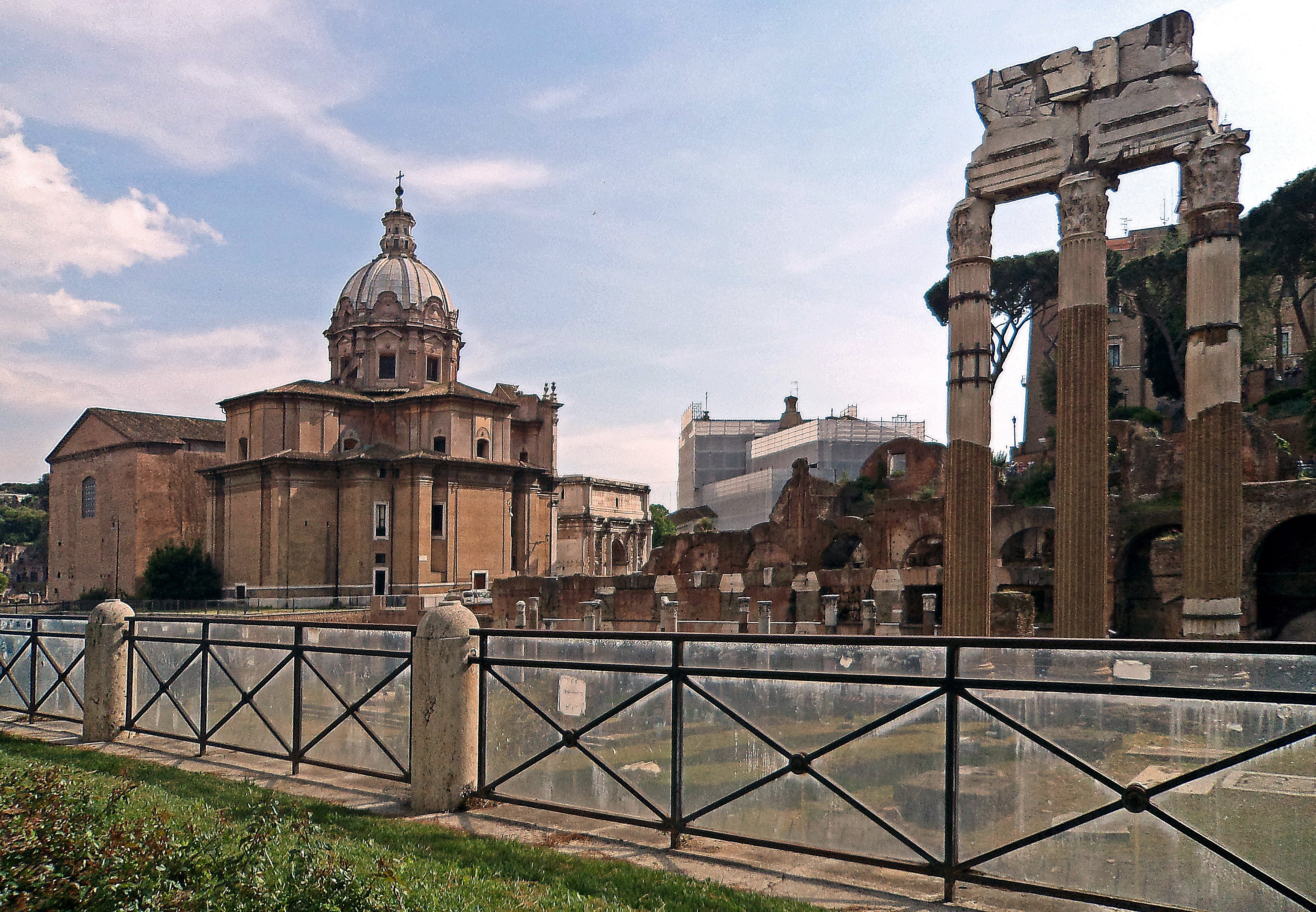 nature, travel, archeology, building, italy, place of worship, old buildings, the roman forum, belief, no people, the past, spirituality, flawiusze, sky, HD Wallpaper