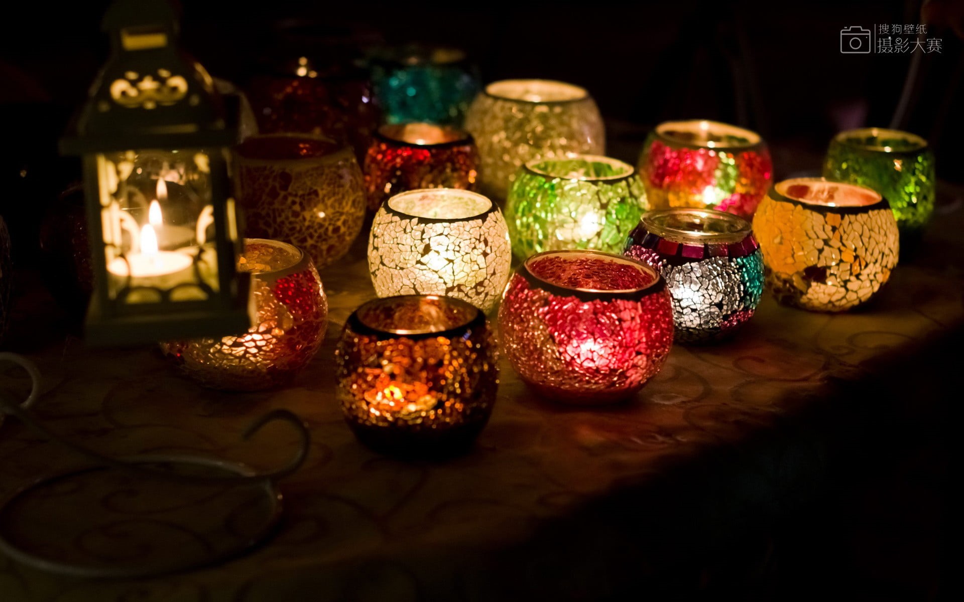 dark, mosaic, still life, jar, lights, candles, container, illuminated, lighting equipment, close-up, variation, food and drink, vase, lantern, lot, glass, HD Wallpaper
