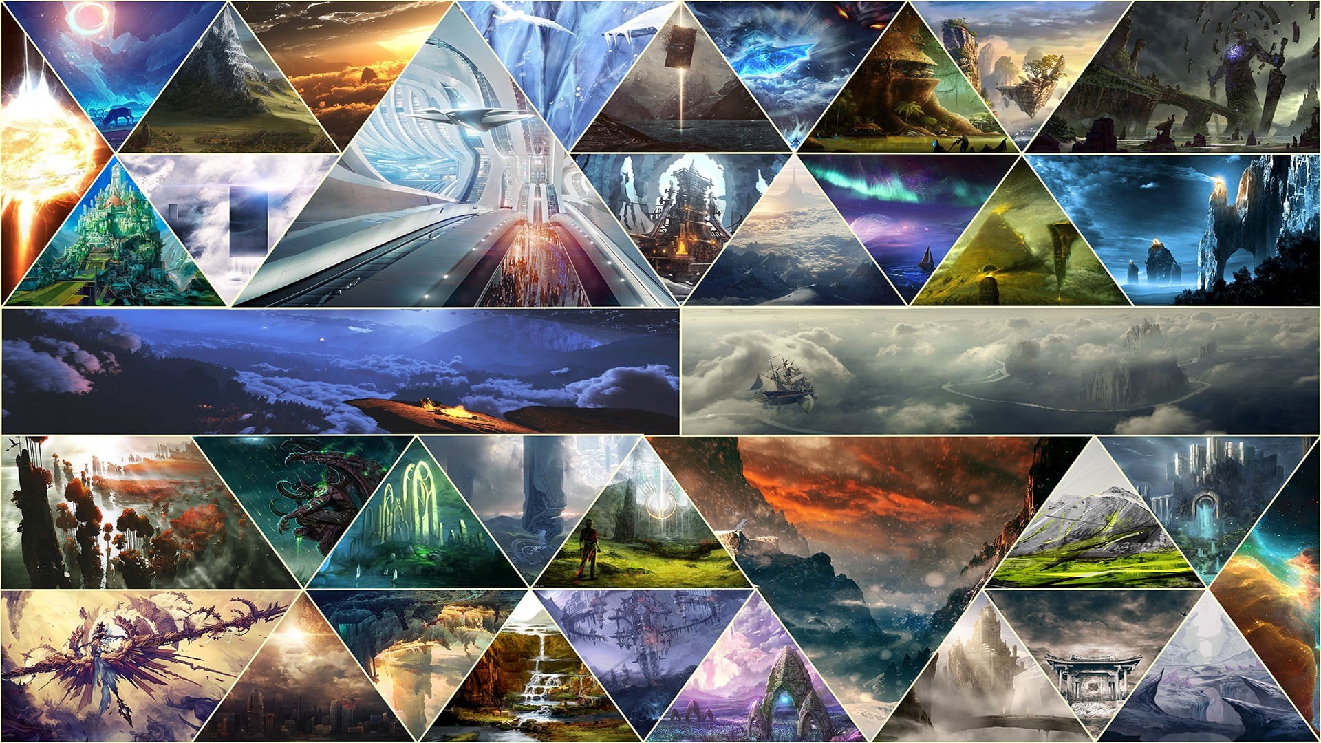 backgrounds, collage, full frame, crystal, transparent, illustration, glass - material, indoors, studio shot, choice, glass, fantasy art, reflection, 1080P, HD Wallpaper