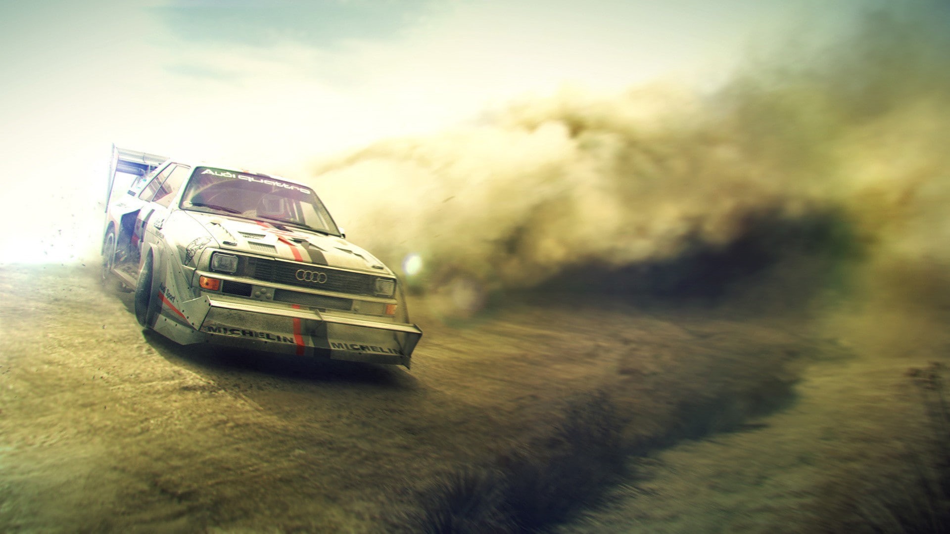 rally, audi, slide, white, cars, 1080P, car, blue, drift, hd, HD Wallpaper