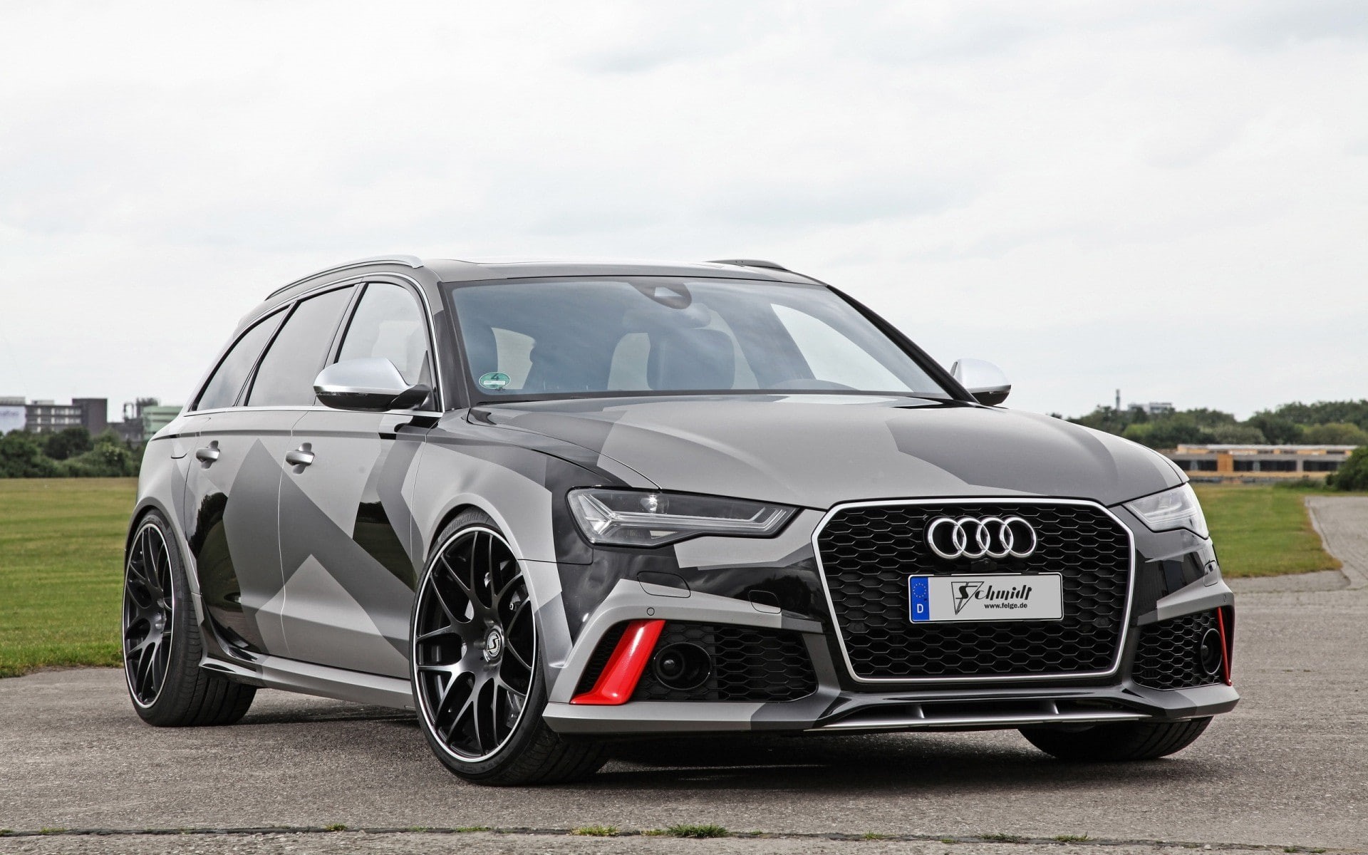 Audi RS6 Avant, wheel, outdoors, racecar, cloud - sky, mode of transportation, 1080P, sky, nature, Schmidt Revolution, stationary, no people, travel, day, HD Wallpaper