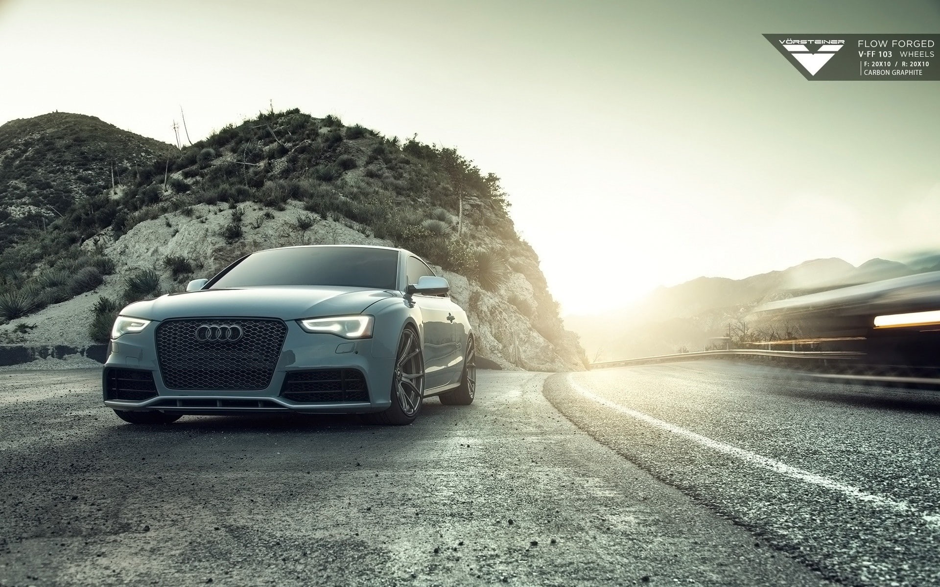 motion, street, transportation, day, no people, tree, motor vehicle, travel, Audi RS5, sign, the way forward, road, mode of transportation, city, on the move, HD Wallpaper
