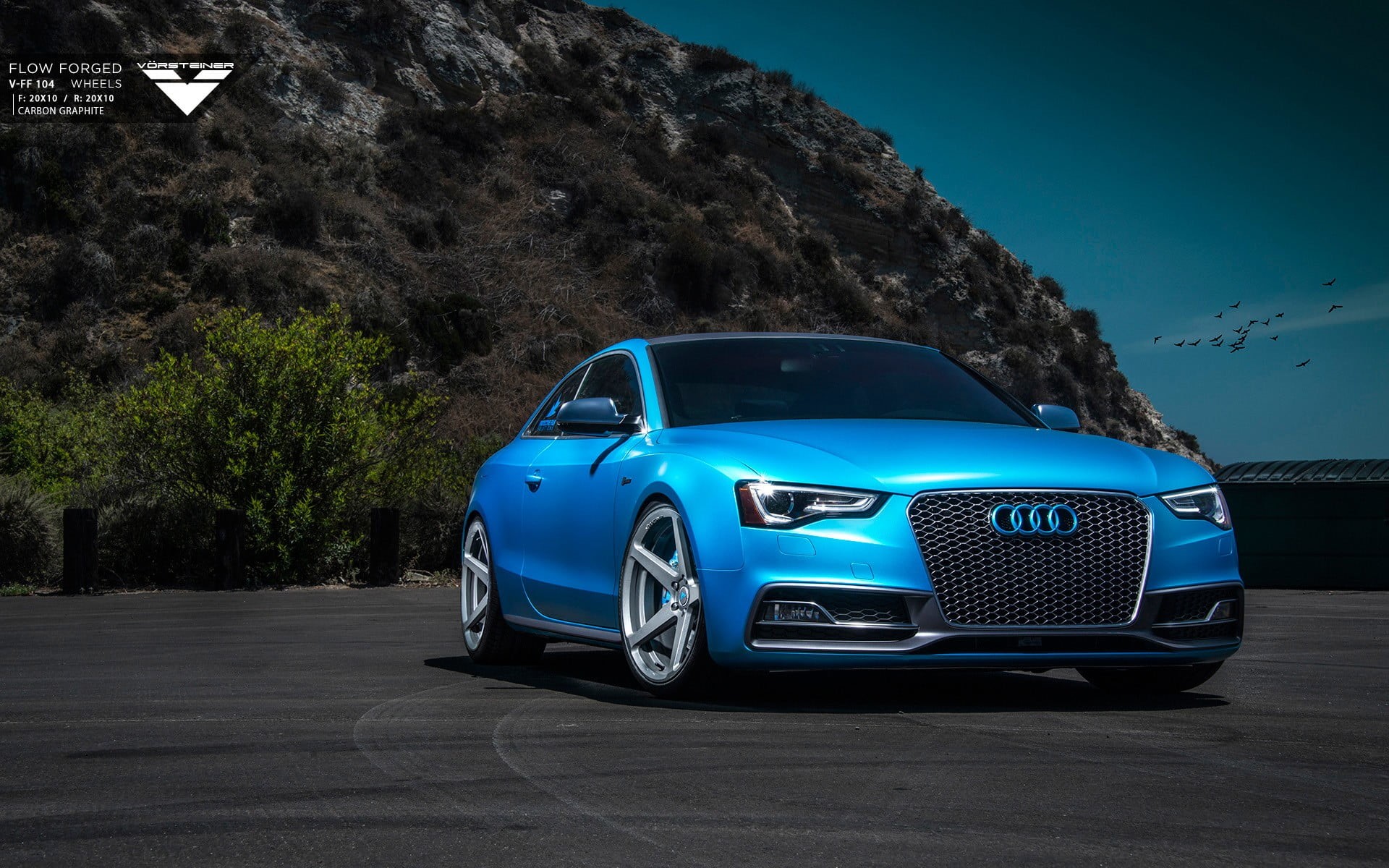 road, mode of transportation, Audi, Audi S5, Vorsteiner, blue, land, sky, day, travel, no people, motor vehicle, clear sky, land vehicle, coupe, 1080P, HD Wallpaper