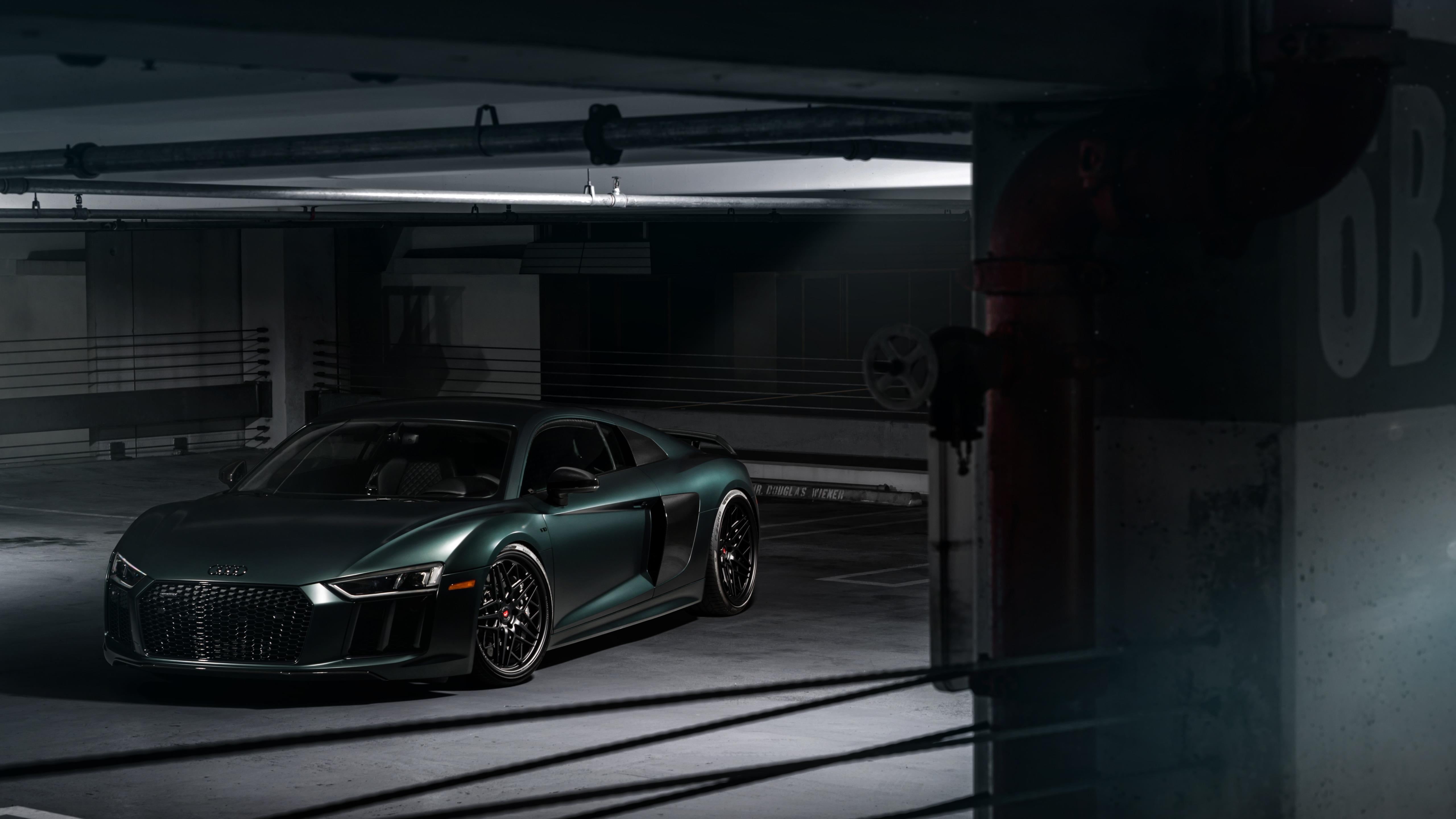 transportation, audi r8, mode of transportation, motor vehicle, car, stationary, ceiling, supercar, day, garage, 2018, illuminated, no people, luxury car, HD Wallpaper