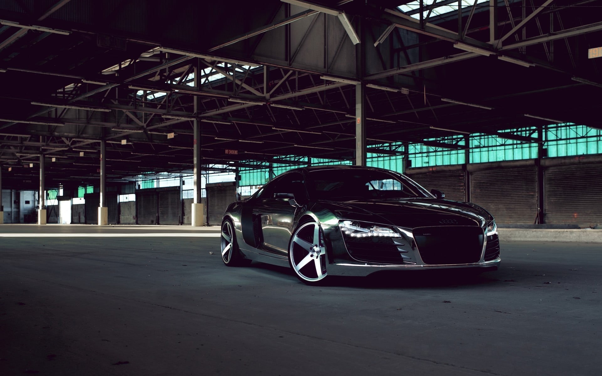 roof, parking garage, transportation, architecture, 1080P, coupe, built structure, indoors, parking lot, chrome, motor vehicle, auto repair shop, parking, HD Wallpaper