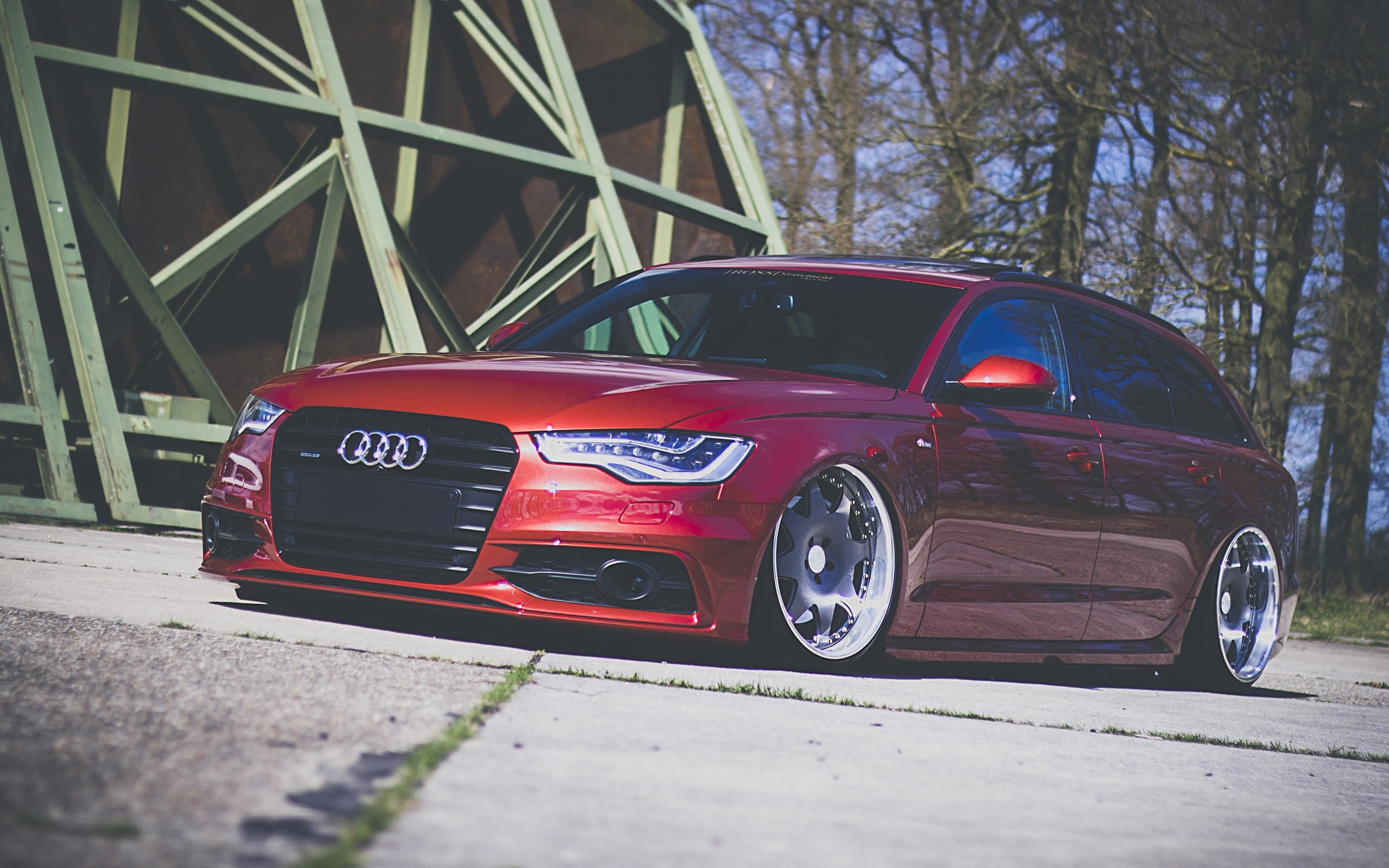 Red, wagon, View, Car, Audi, Front, 2K, HD Wallpaper
