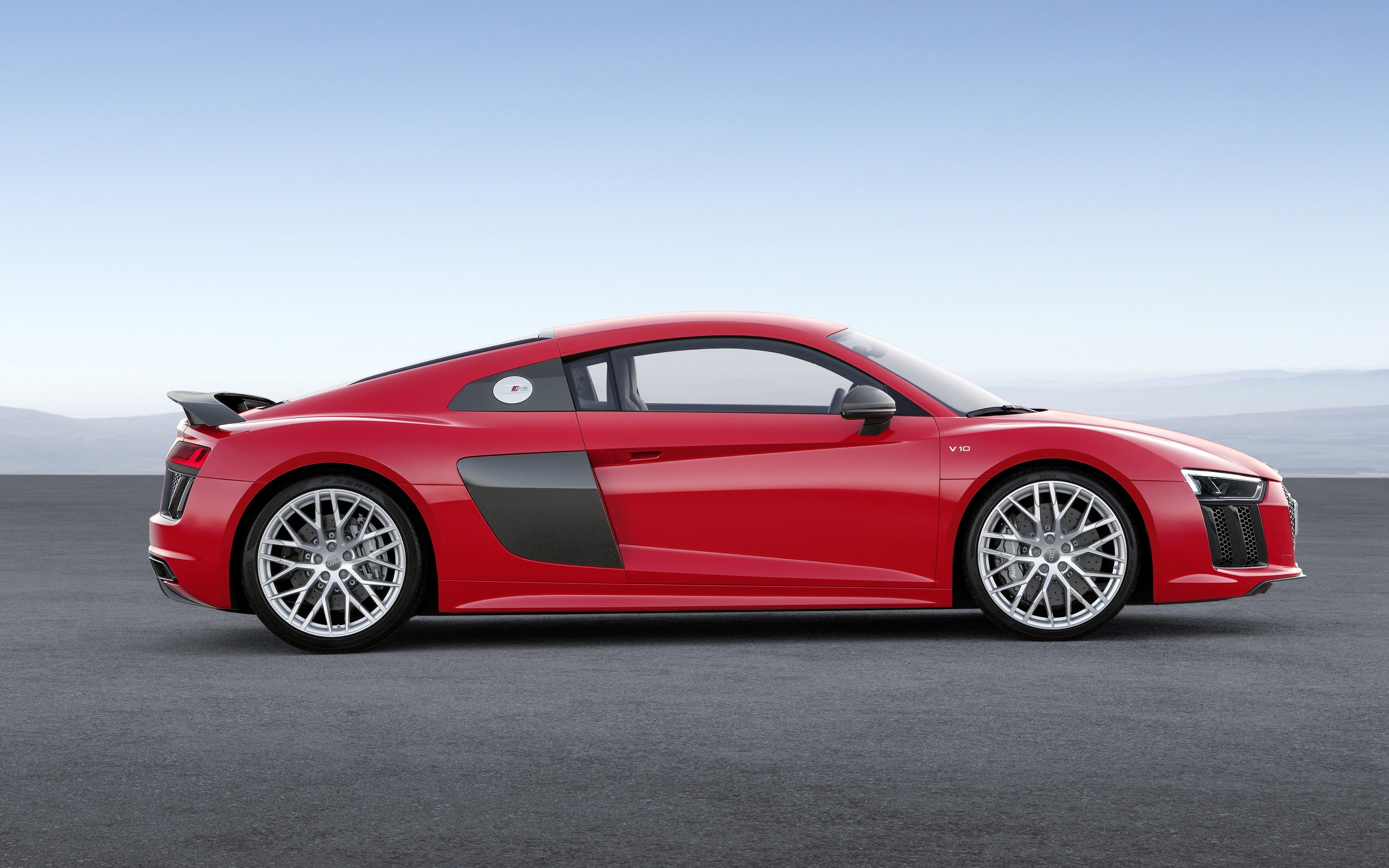 4K, Audi R8 V10 Plus, red cars, Audi R8 Type 4S, vehicle, car, Audi R8, side view, Super Car, HD Wallpaper