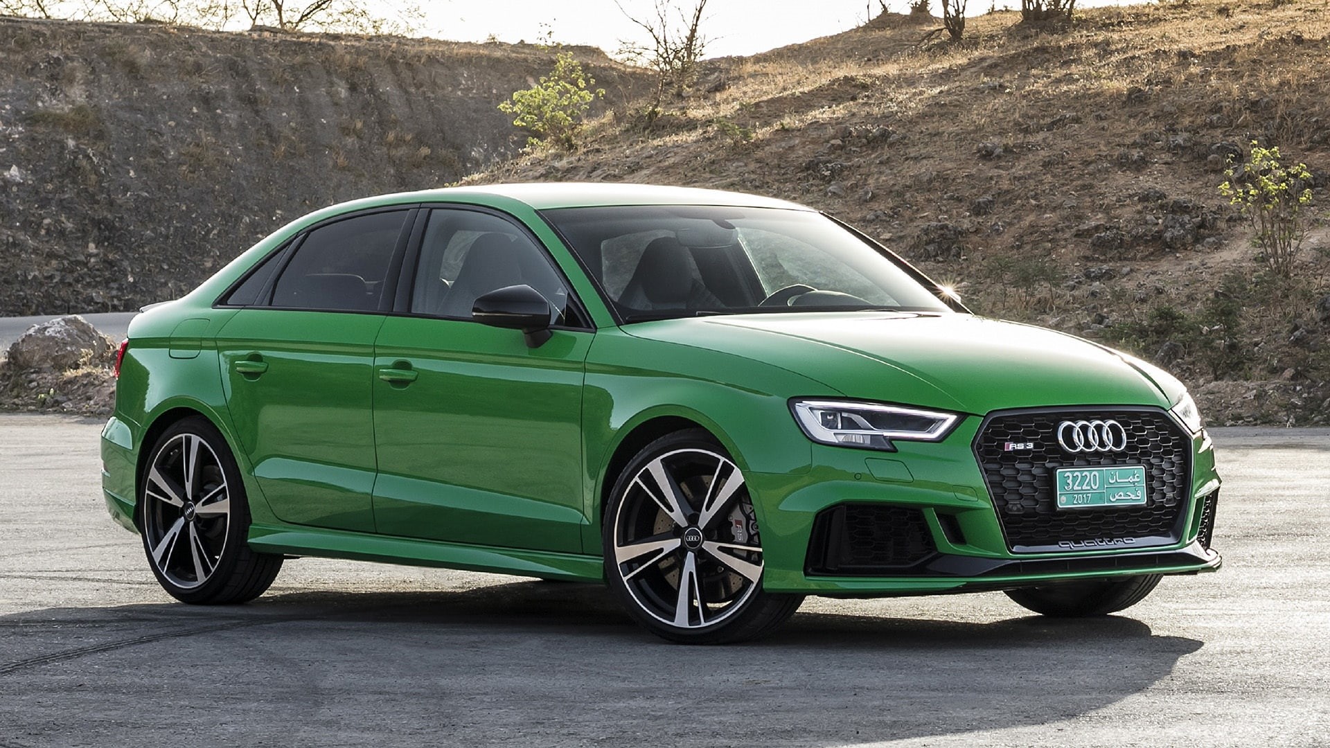 rs3, sedan, audi, 2017, green, 1080P, HD Wallpaper