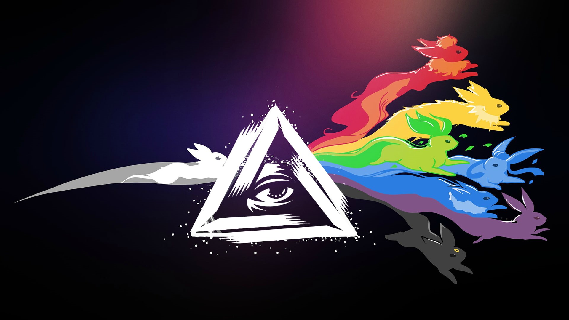 GODSENT, Pink Floyd, music, 1080P, The Dark Side Of The Moon, Eevee, The all seeing eye, Counter, Colorful, Triangle, Crossover, digital art, Strike: Global Offensive, HD Wallpaper