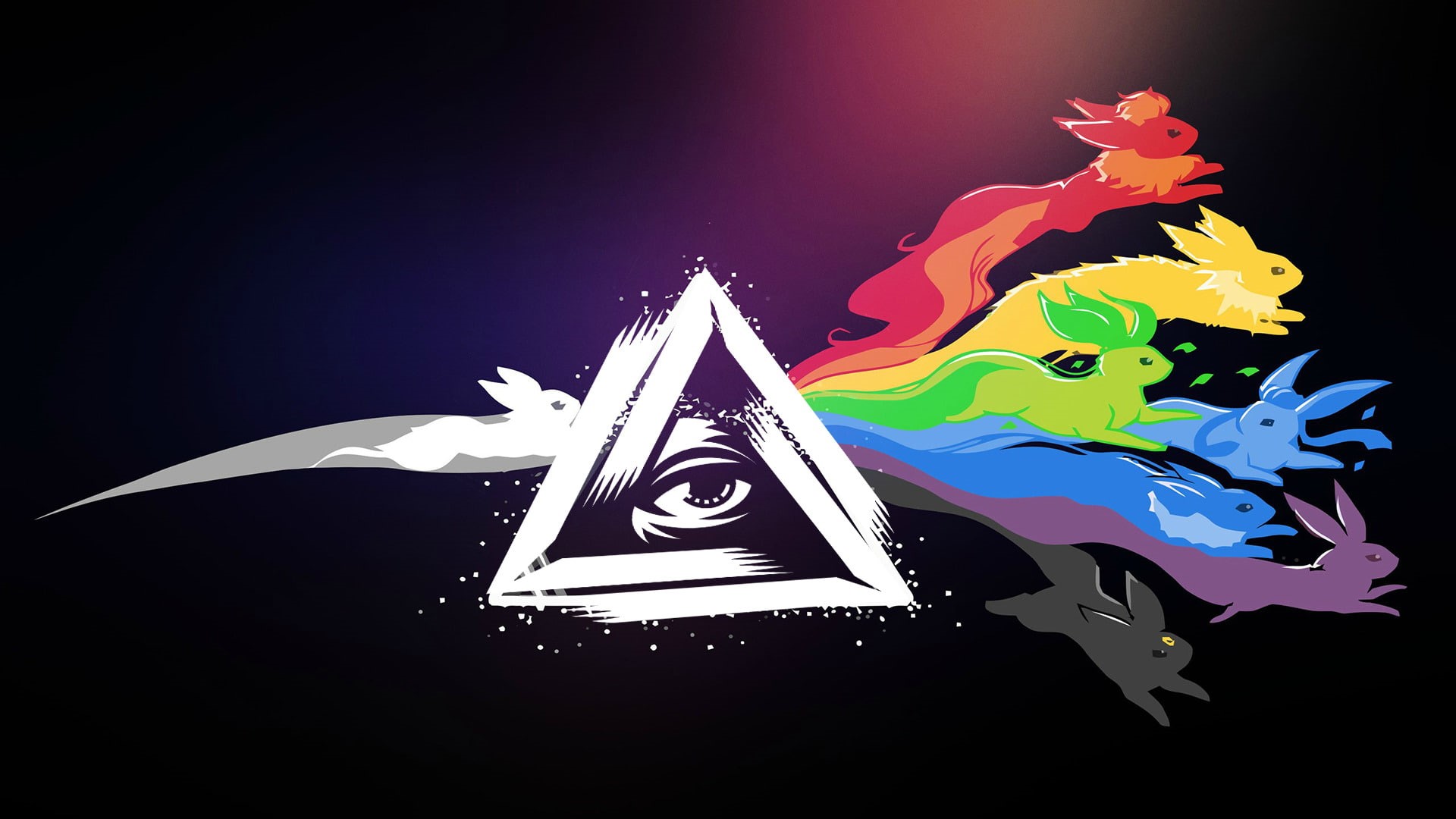 1080P, pink floyd the dark side of the moon pokmon eevee colorful crossover triangle counter strike global offensive godsent the all seeing eye music digital, HD Wallpaper