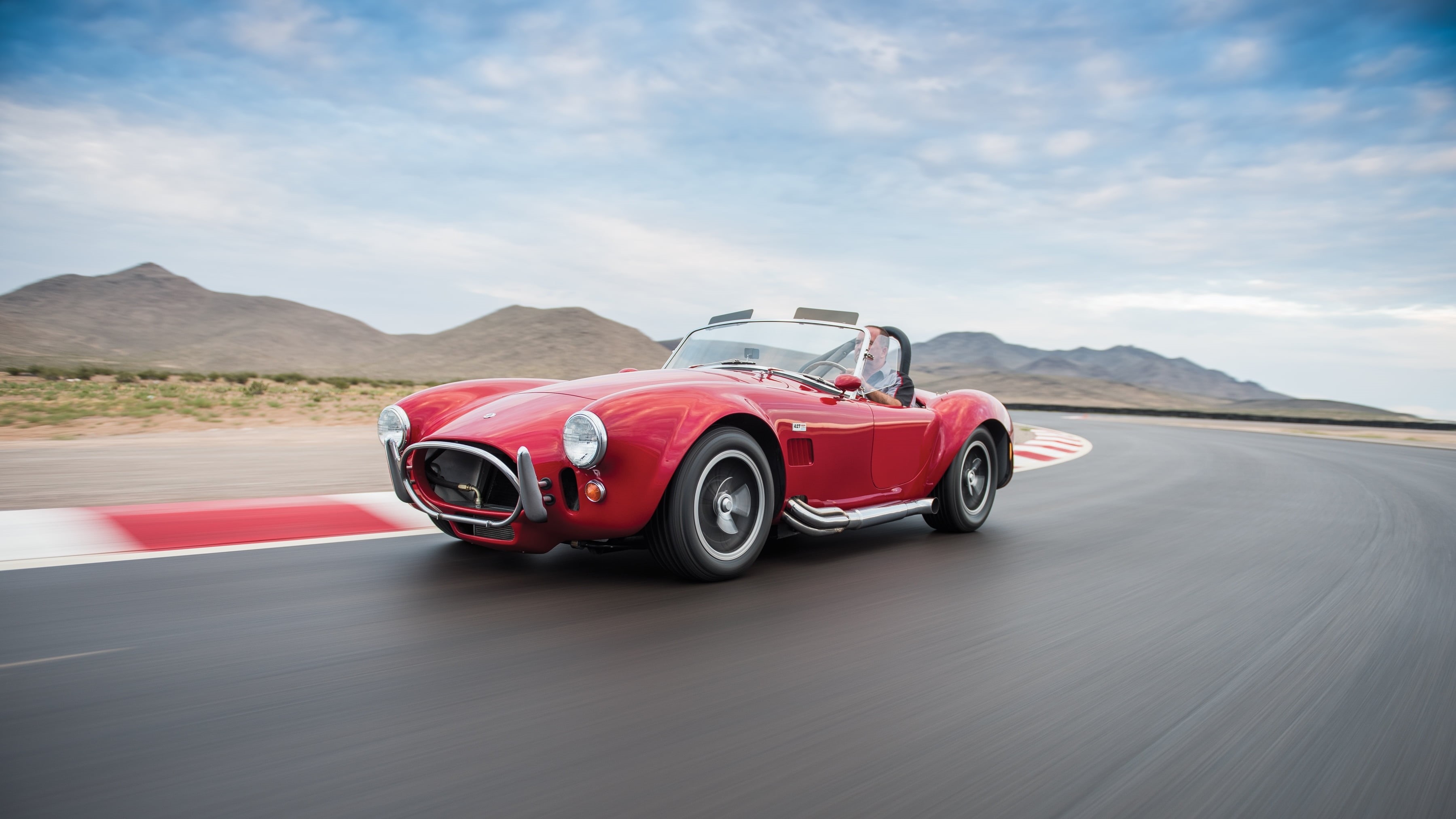 travel, mountain range, retro Styled, blurred motion, moving a Motorized Vehicle, sports Race, side view, cloud - sky, sport, transportation, cobra 427, HD Wallpaper