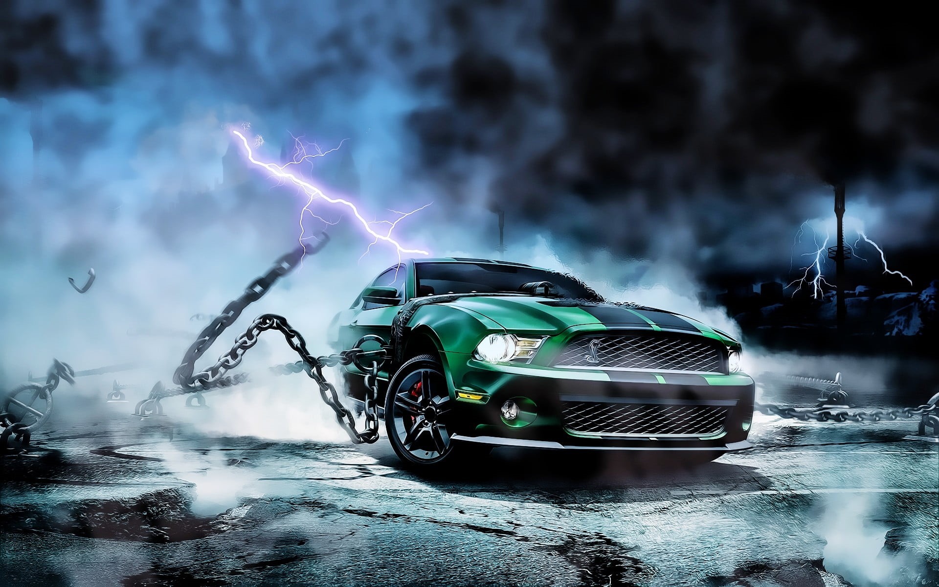 cobra, mode of transportation, sky, transportation, land vehicle, green, motion, water, smoke - physical structure, sports car, nautical vessel, coupe, HD Wallpaper