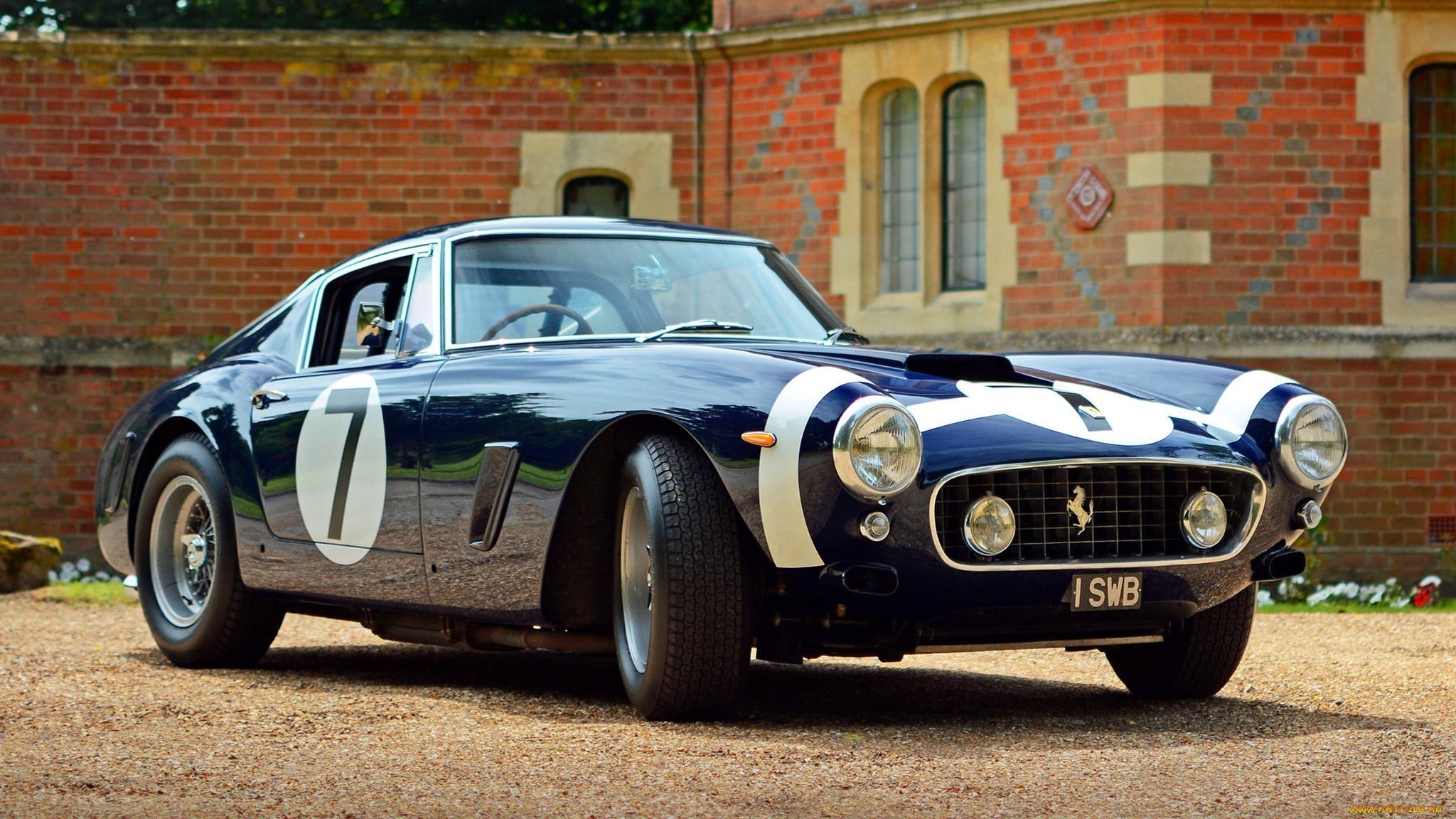 brick wall, building exterior, classic car, Ferrari, car, transportation, luxury, wall, Classic Ferrari, building, architecture, street, coupe, brick, old car, HD Wallpaper