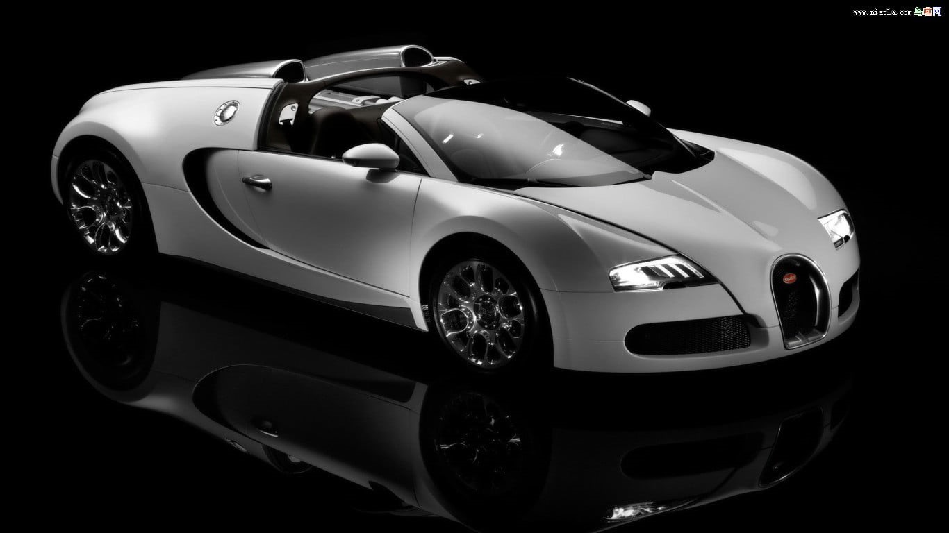 mode of transportation, night, Bugatti Veyron, modern, motorsport, white, black background, no people, vehicle, wheel, wealth, racecar, sports car, luxury, HD Wallpaper