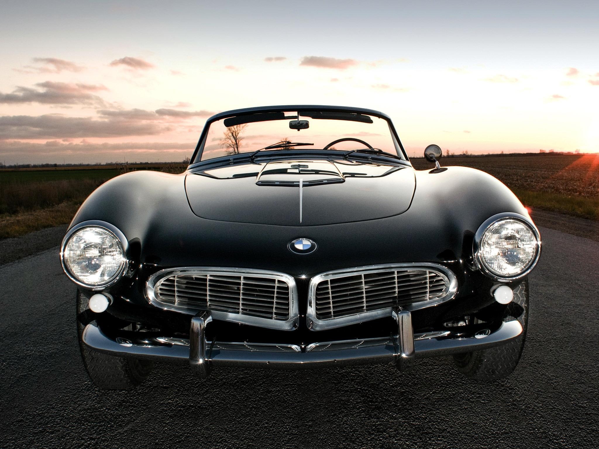 cars, bmw, vintage, black, convertible, 1957, classic, 1080P, antique, HD Wallpaper