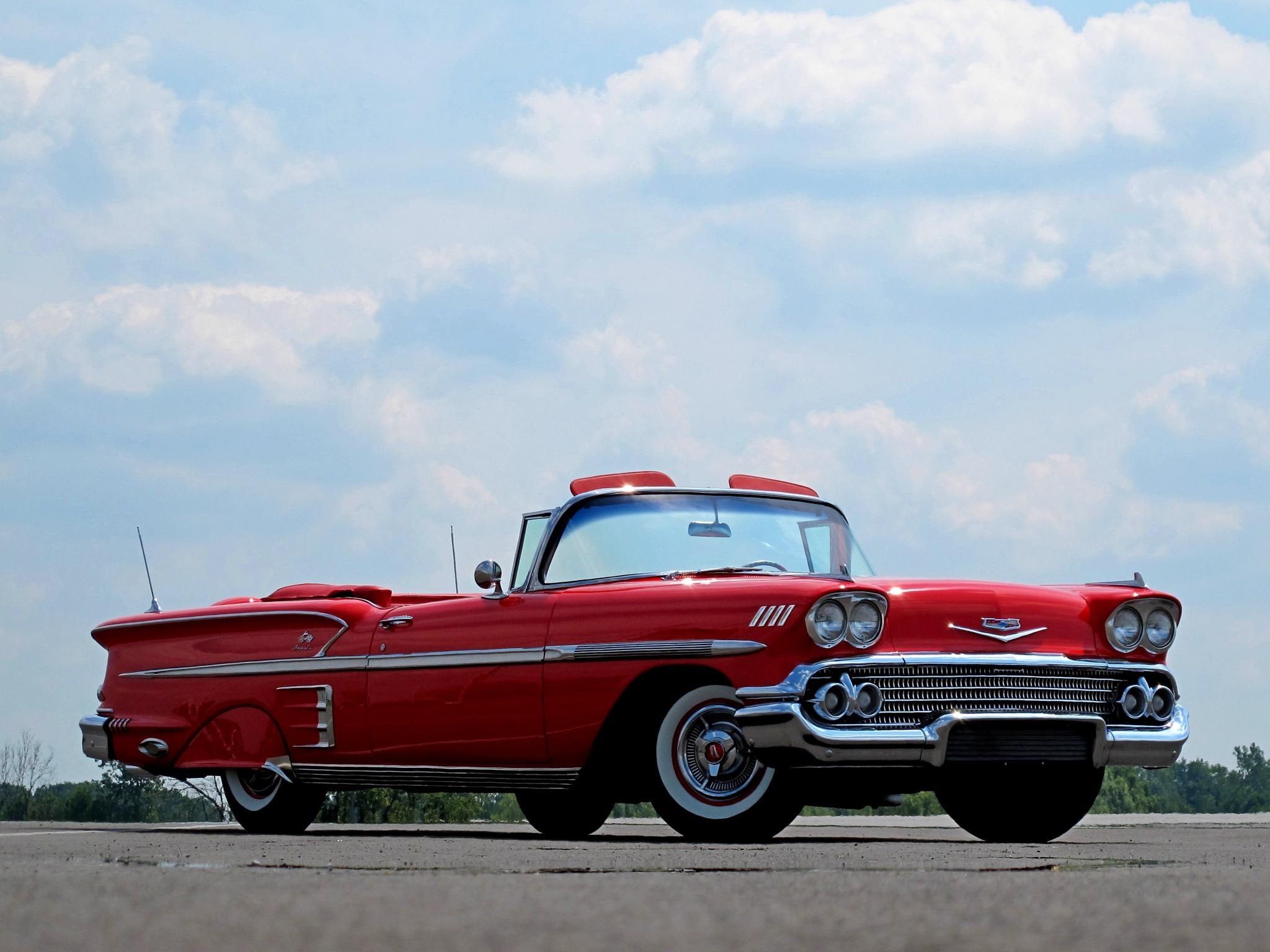 classic, bel, air, chevy, convertible, 1080P, vintage, 1958, antique, chevrolet, cars, HD Wallpaper