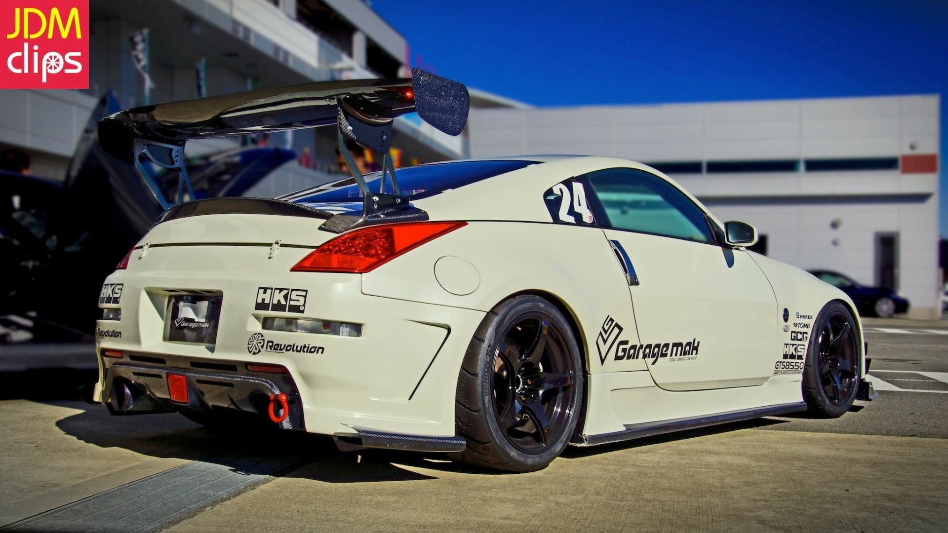 Nissan, mode of transportation, street, Nissan 370Z Z34, sign, Nissan 370Z, text, JDM, building exterior, fairlady, 1080P, no people, stationary, city, HD Wallpaper