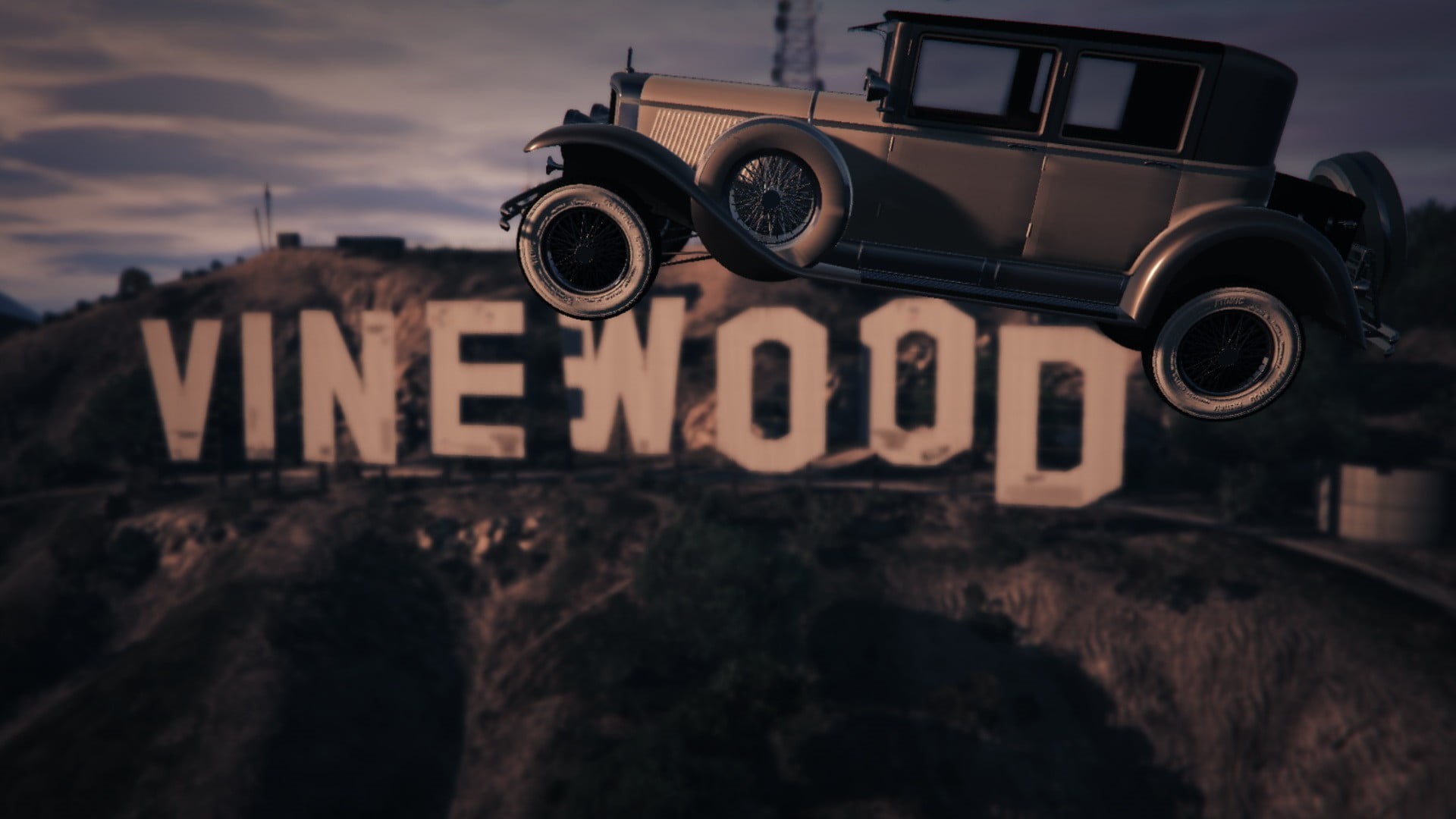 gangsters, cloud - sky, no people, dusk, vintage, mode of transportation, sky, land, Grand Theft Auto V, 1080P, selective focus, Mafia, architecture, nature, HD Wallpaper