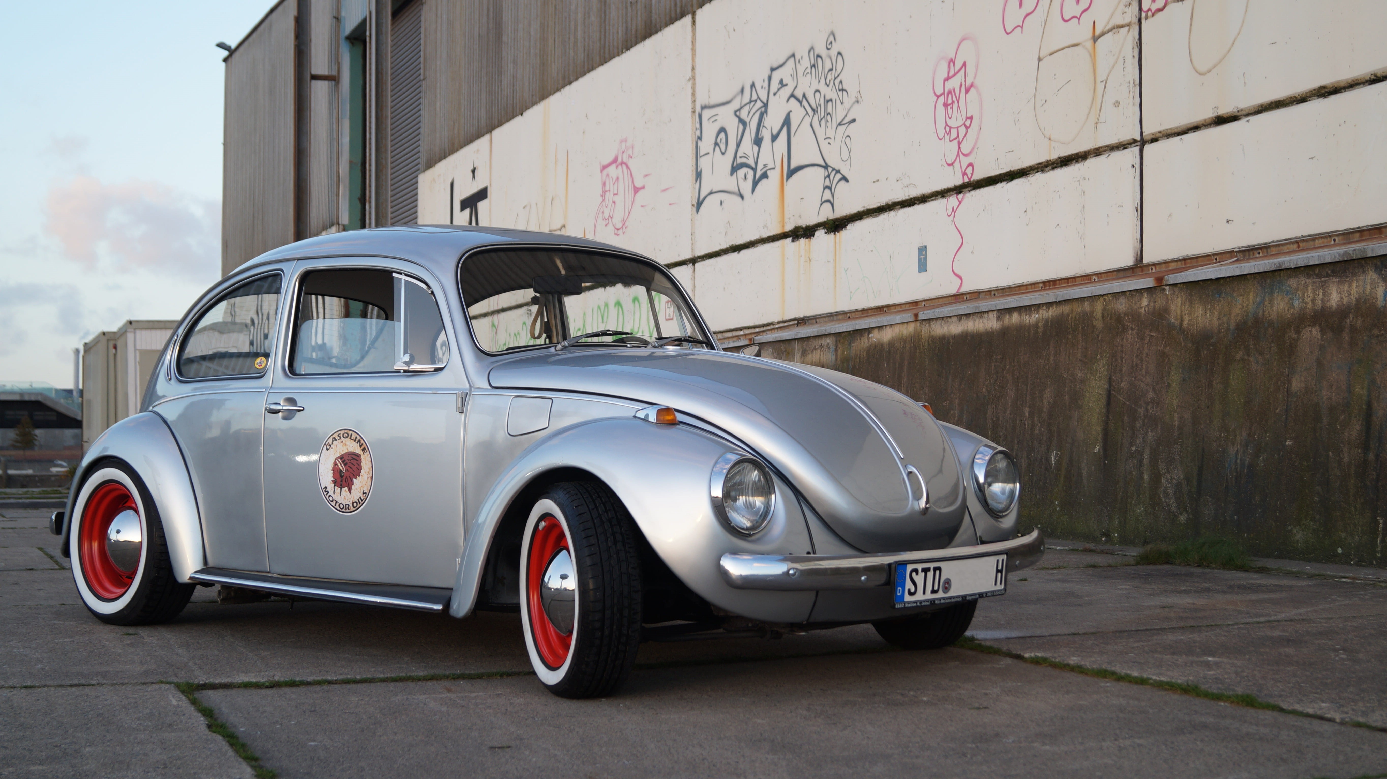 5K, k, vintage, vw, volkswagen, transportation, car, building exterior, fer, built structure, stationary, city, pavement, wall - building feature, no people, HD Wallpaper