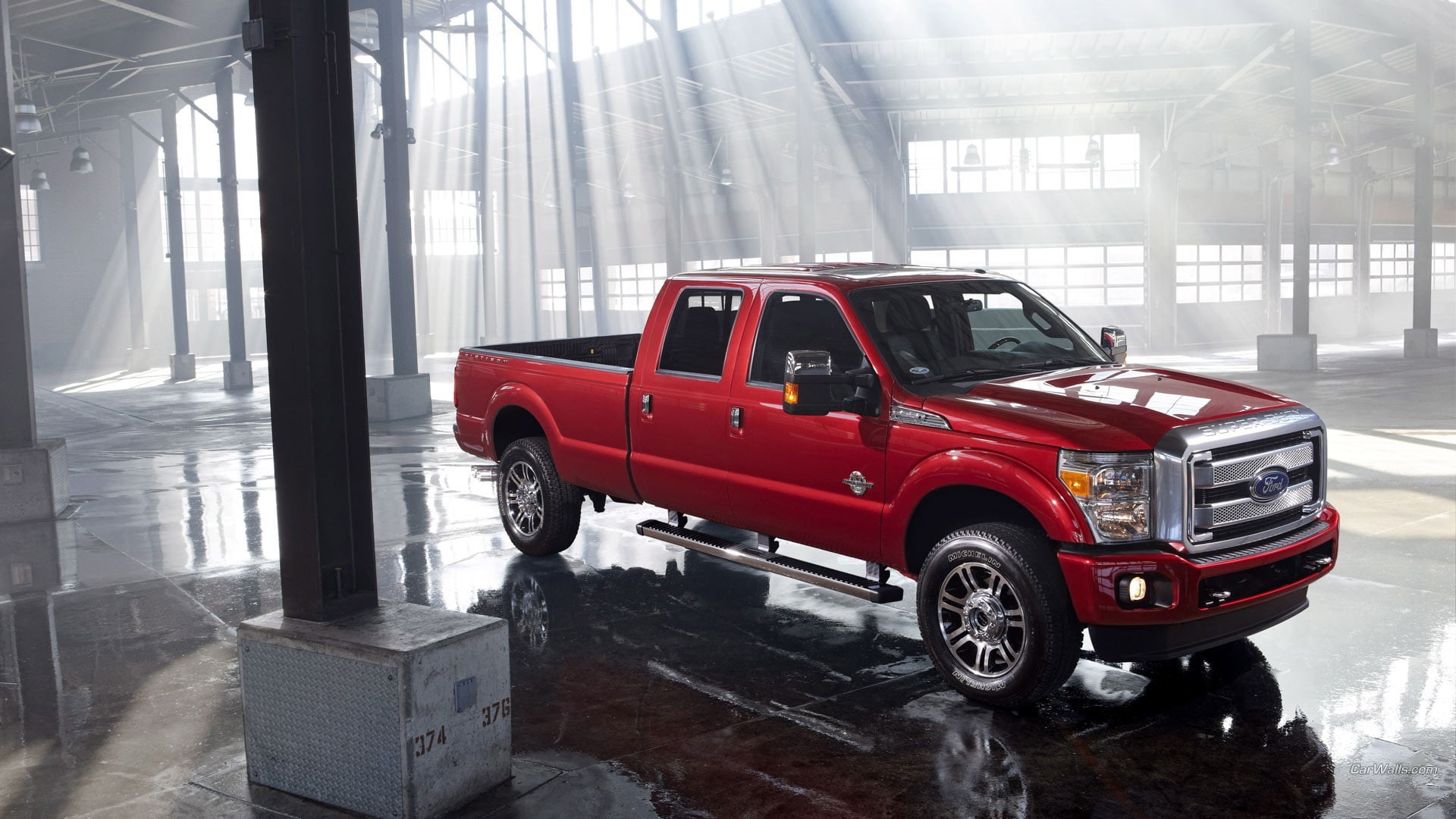 red cars, 1080P, Ford, car, pickup trucks, vehicle, Ford F-250, HD Wallpaper