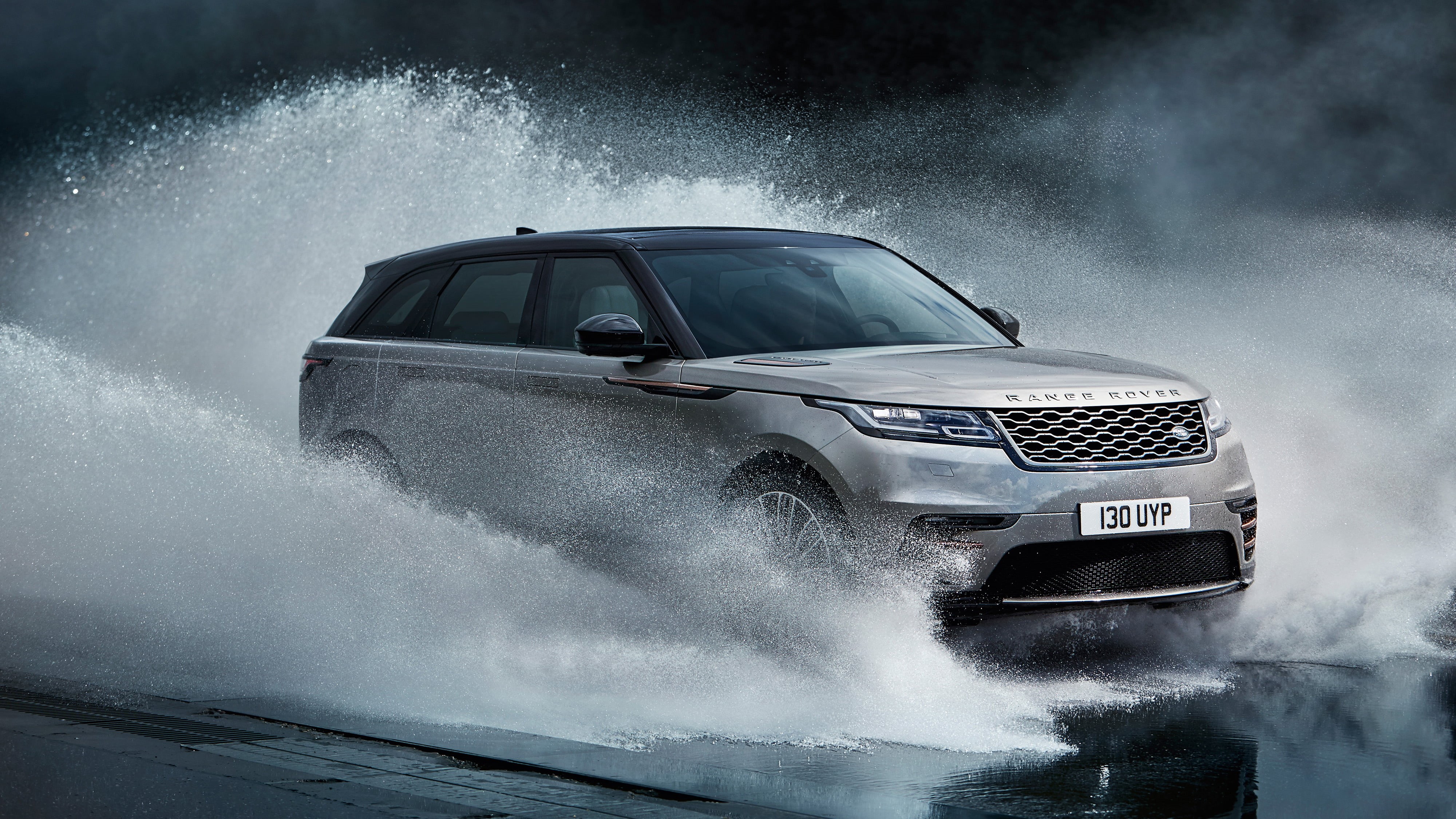 motor vehicle, 4K, dust, mode of transportation, speed, people, storm, on the move, range rover velar, 4k, 2018 cars, hd, splashing, range rover, cars, HD Wallpaper