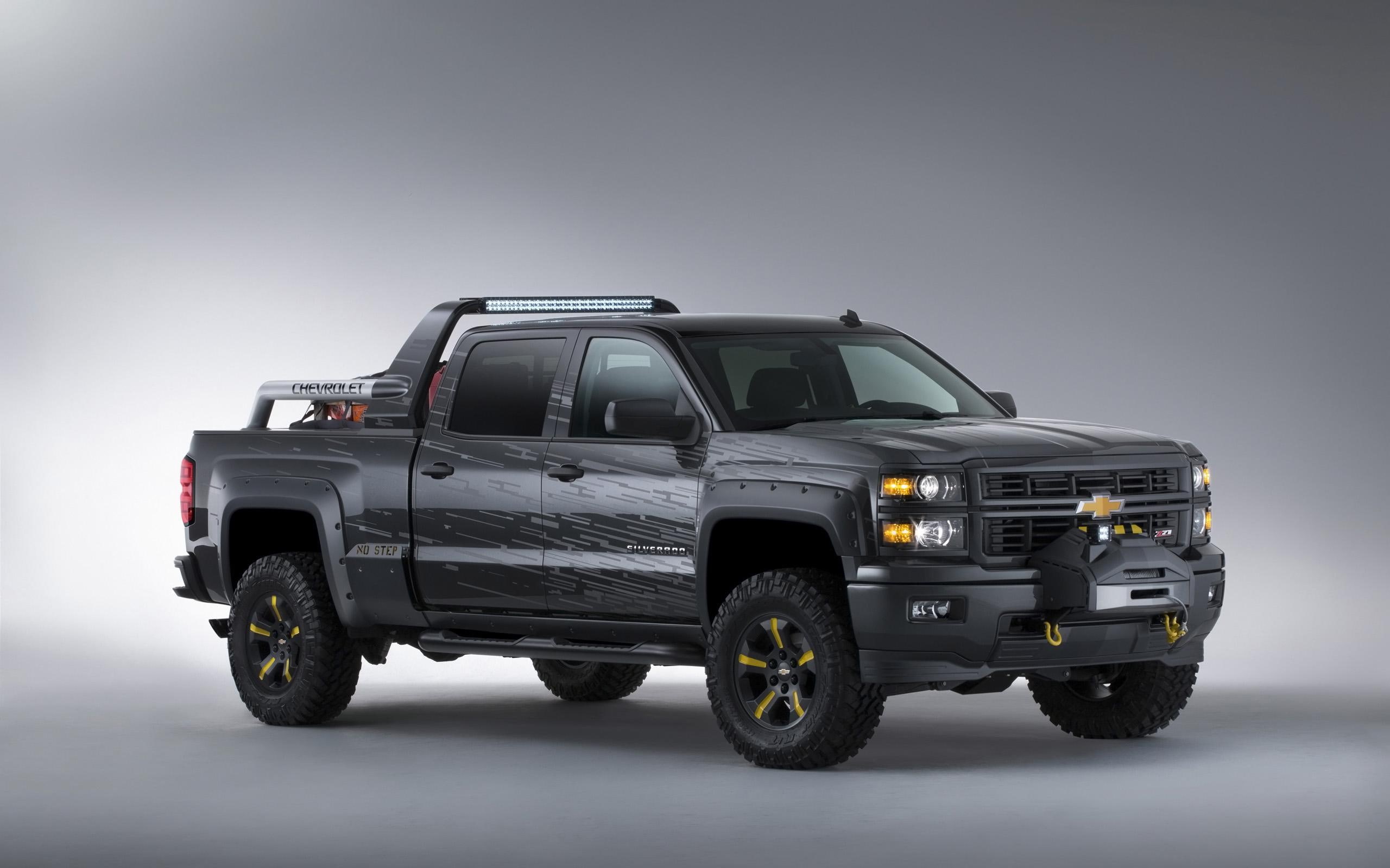 truck, 2K, black, cars, silverado, cab, pickup, crew, ops, 2013, chevrolet, chevroley, concept, HD Wallpaper