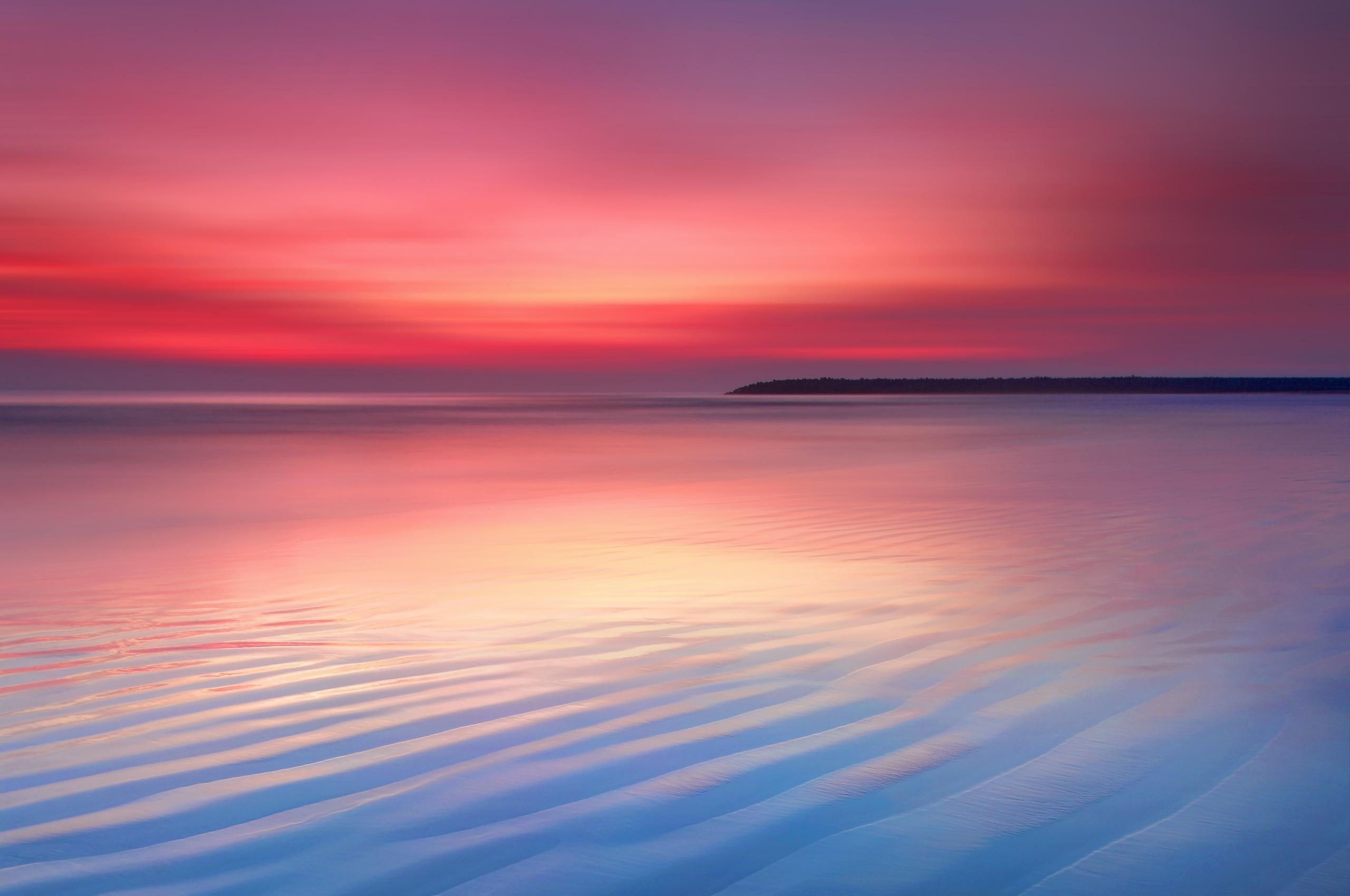 Calm, Dusk, Stock, Chrome OS, 2K, Seascape, Sunset, HD Wallpaper