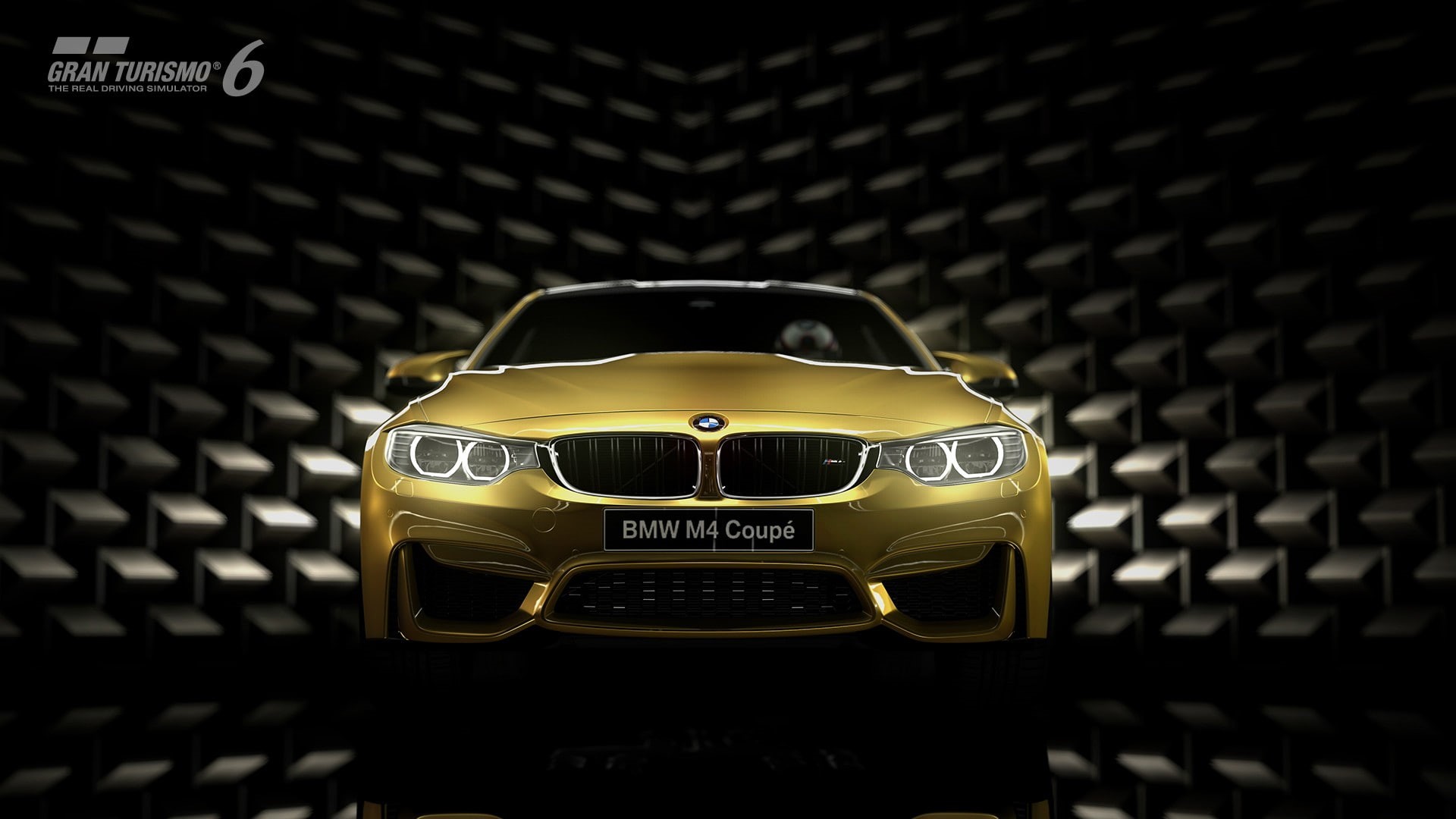indoors, Gran Turismo 6, security, sport, 1080P, night, BMW M4 Coupe, yellow, no people, transportation, car, video games, BMW, focus on foreground, protection, HD Wallpaper