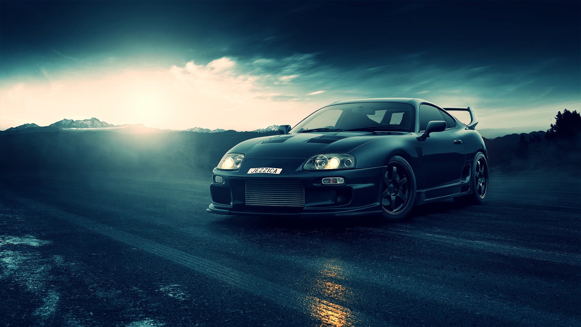 nature, journey, no people, on the move, luxury, sunlight, speed, cloud - sky, motor vehicle, transportation, 1080P, Toyota Supra, sky, road, mode of transportation, HD Wallpaper