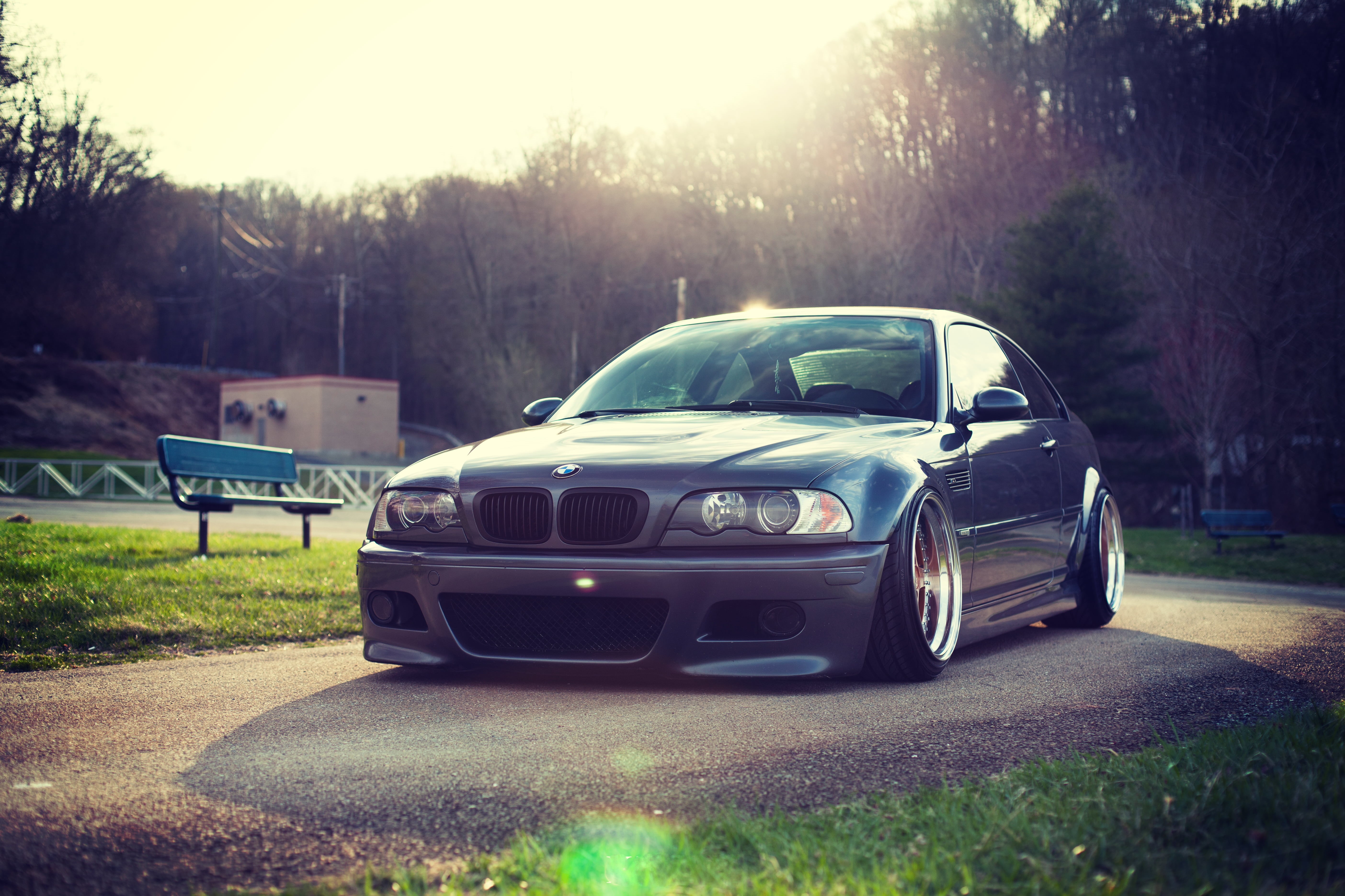 no People, grass, stationary, elegance, grille, coupe, parking Lot, lens flare, headlight, road, chrome, modern, luxury, sedan, mode of transportation, HD Wallpaper