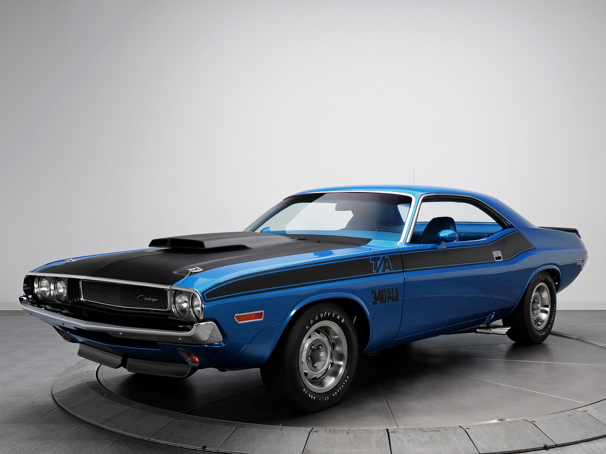 challenger, t a, pack, 340, black, blue, 1080P, dodge, muscle, coupe, 1970, classic, HD Wallpaper
