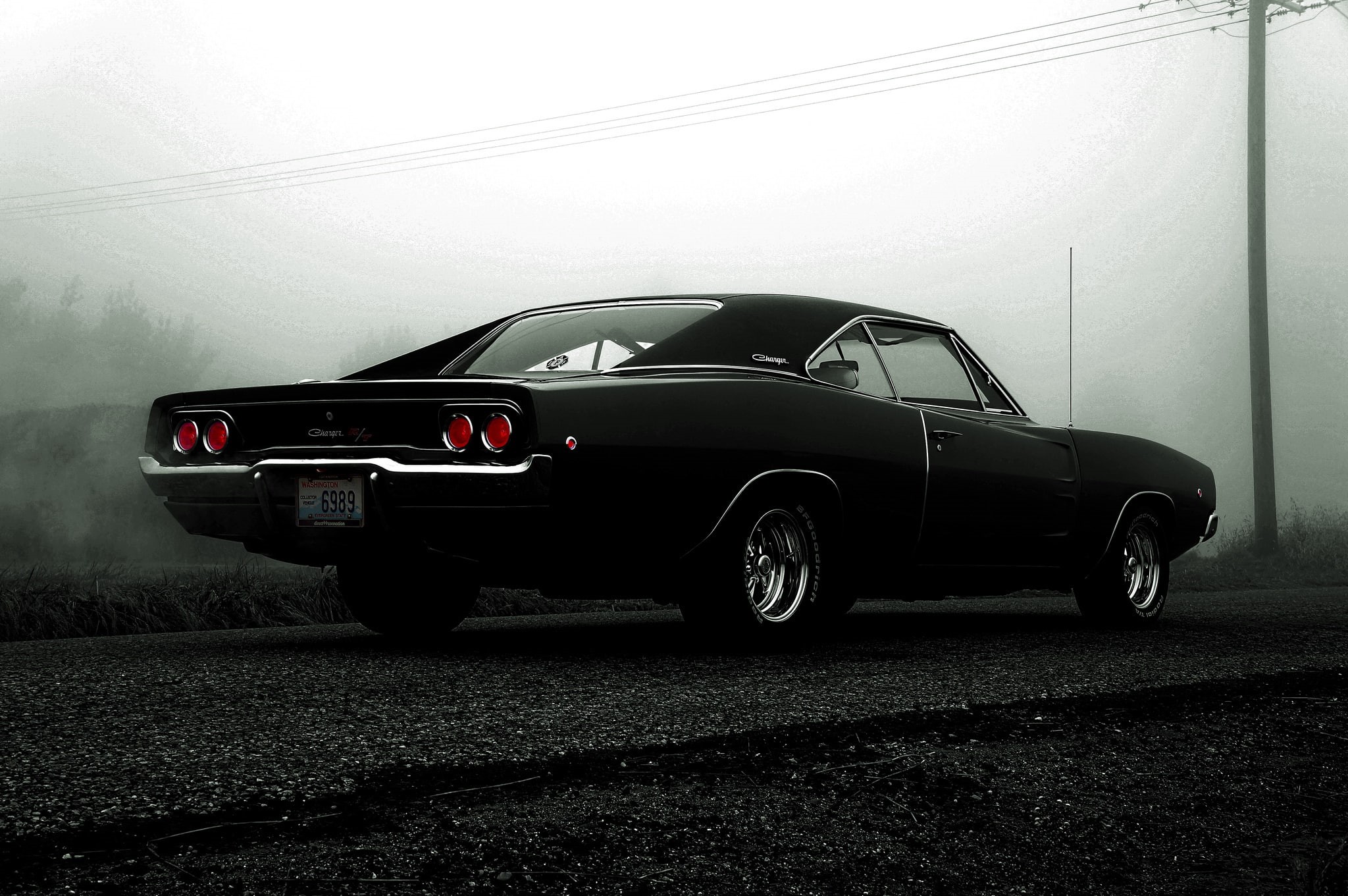 1080P, muskar Kar, black, 1968, dodge, charger, Dodge charger, r/t, HD Wallpaper