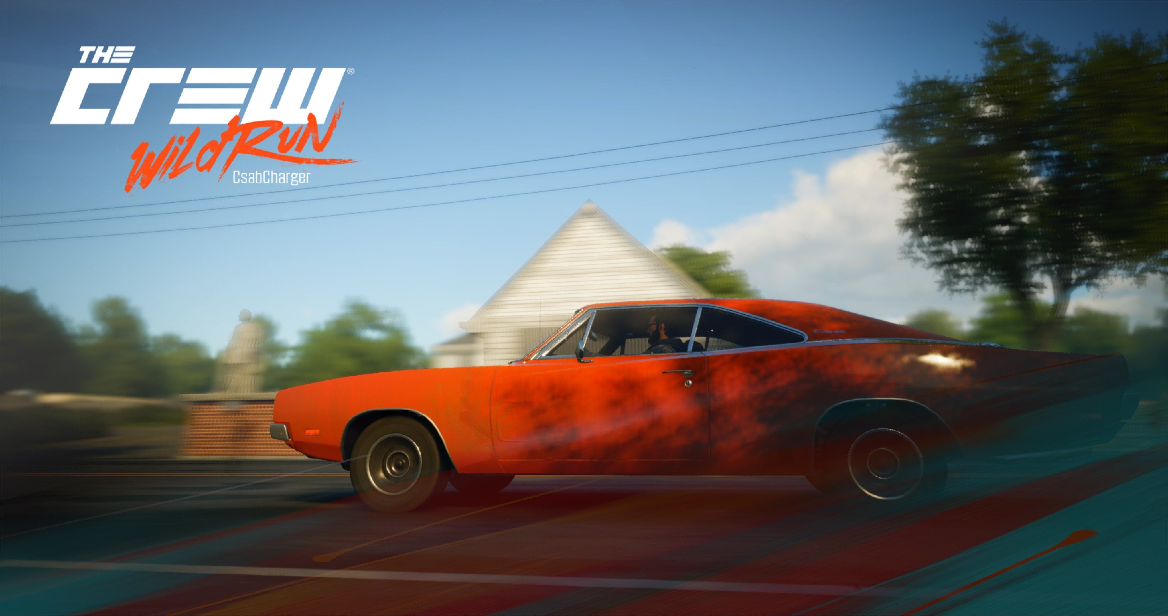 blurred motion, on the move, sky, plant, red, no people, transportation, car, mode of transportation, road, motor vehicle, nature, 4K, dodge charger r t 1968 race cars the crew the crew wild run, HD Wallpaper