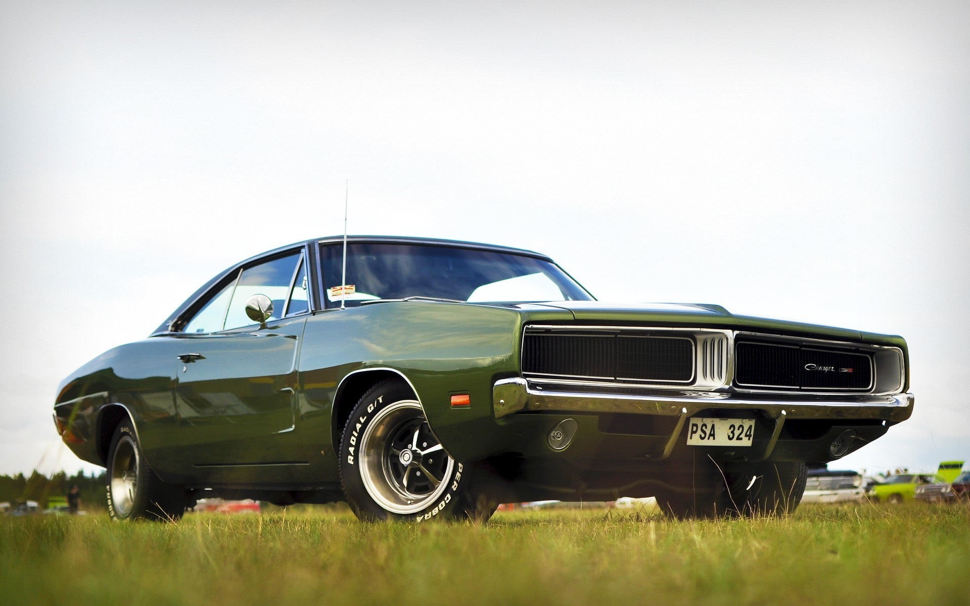 land, car, sky, mode of transportation, stationary, copy space, day, nature, landscape, transportation, clear sky, 1080P, land vehicle, no people, Dodge Charger, HD Wallpaper