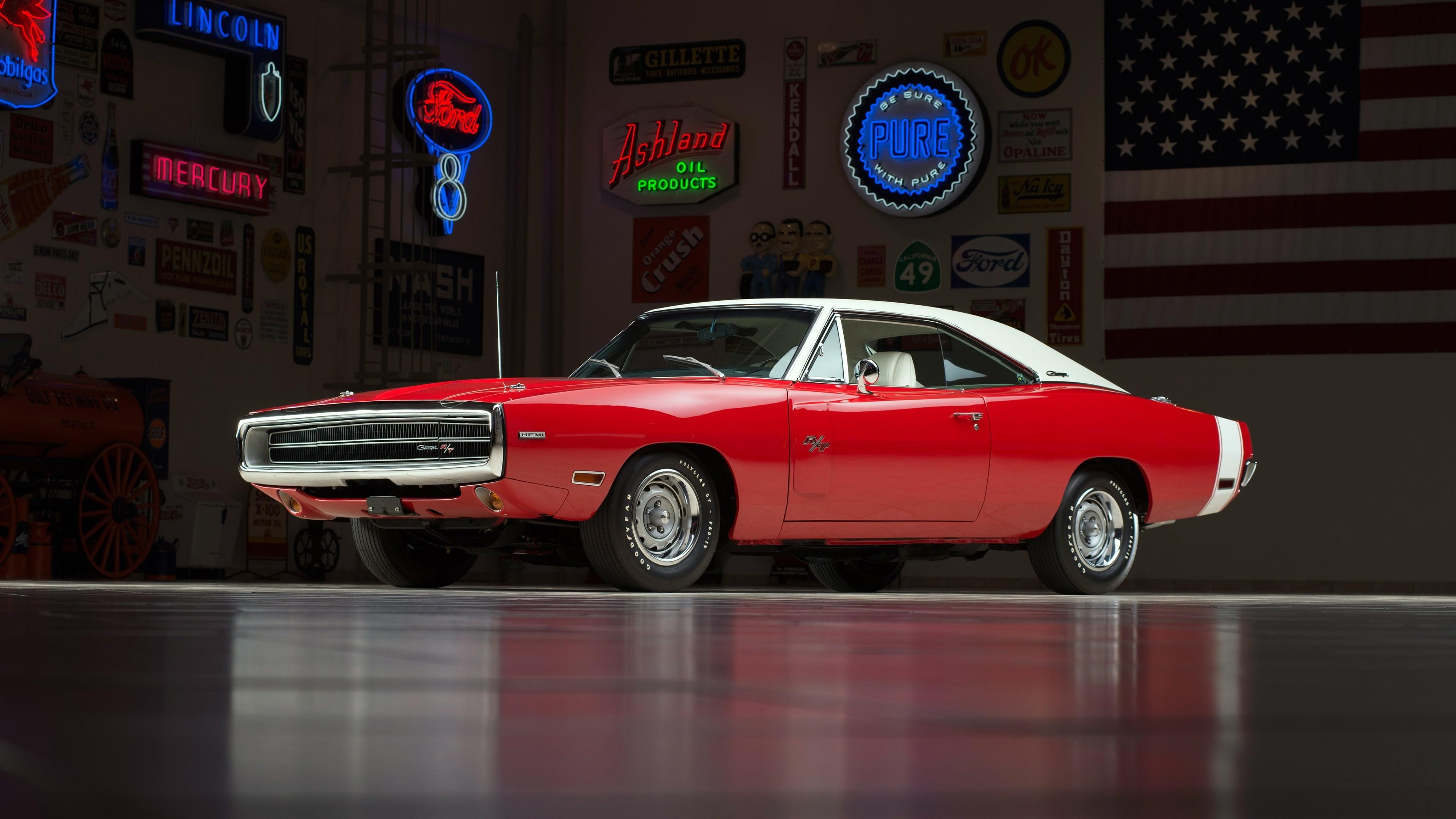 classic car, dodge charger, muscle car, 1970, car, dodge, 4K, red car, vehicle, vintage car, HD Wallpaper