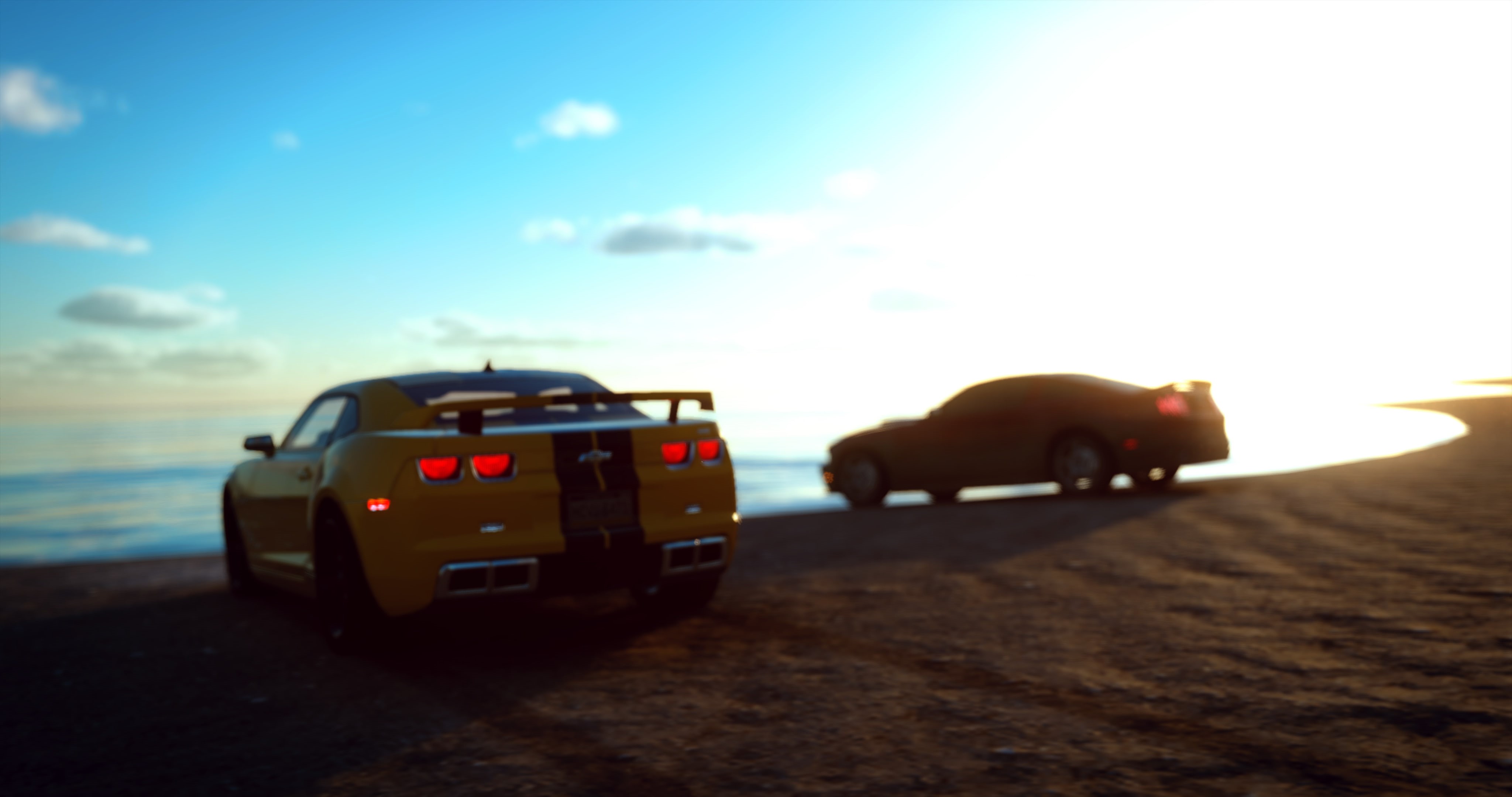 road, outdoors, car, road trip, land, on the move, sunset, animal themes, travel, 4K, sky, the crew the crew wild run beach chevrolet camaro bumblebee ford mustang car, HD Wallpaper