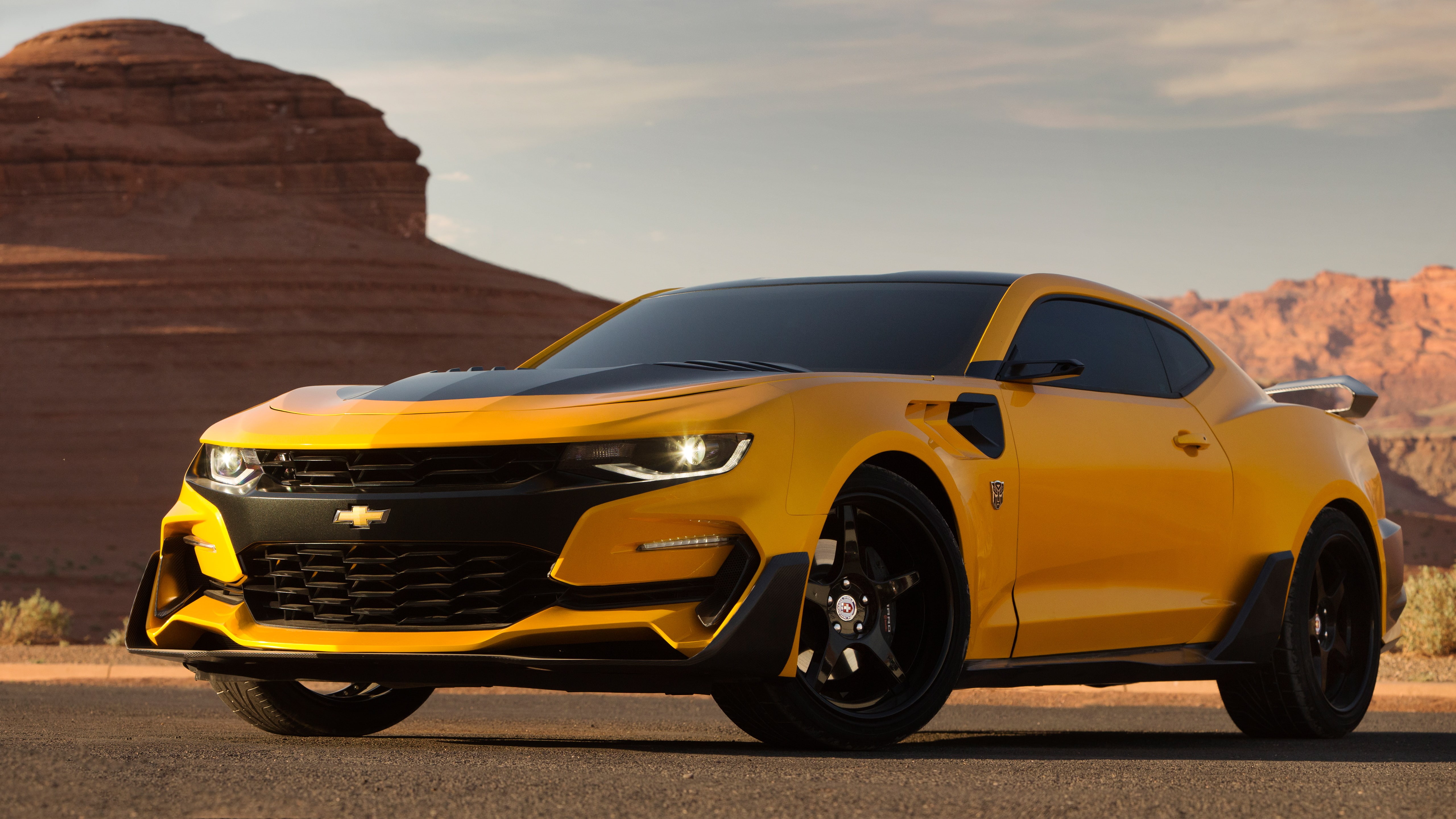 Chevrolet, The Last Knight, 5K, yellow, pavement, grey, coupe, Bumblebee, Camaro, 5K, Transformers, HD Wallpaper