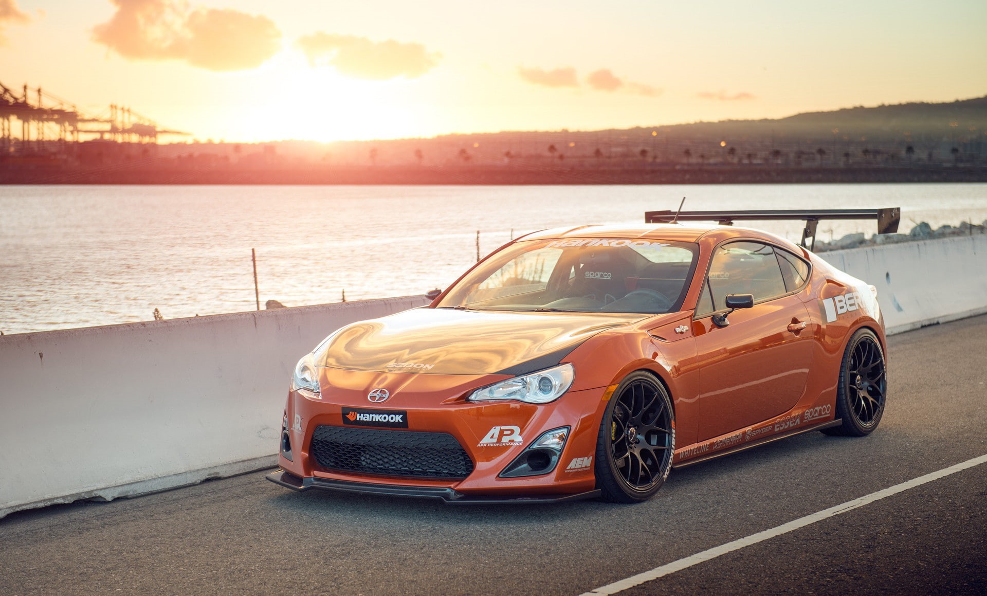 orange, fr, coupe, front, Toyota, cars, 1080P, tuning, fr-s, s, Scion, sports, HD Wallpaper