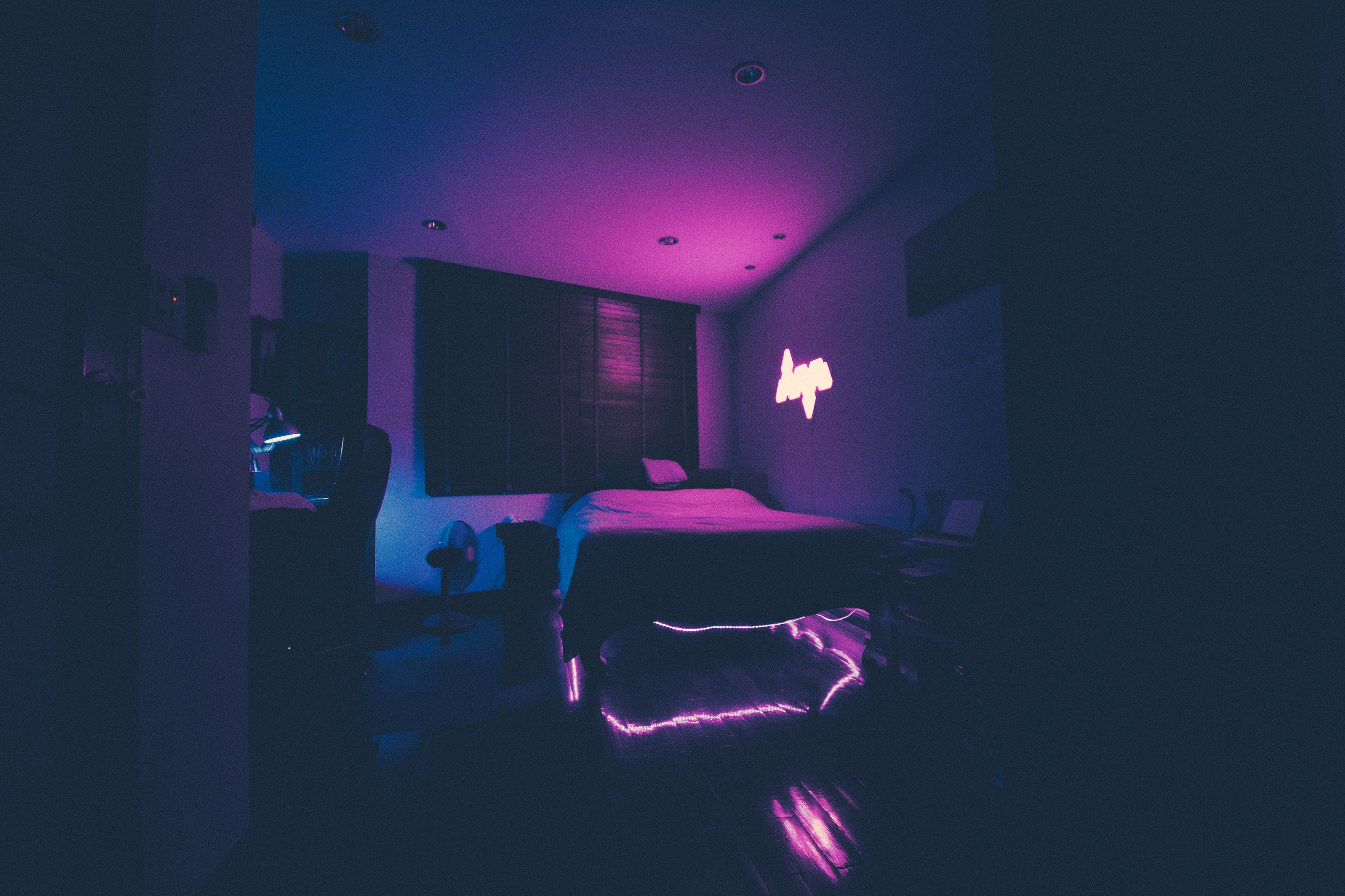 room, screen, neon, seat, architecture, hotel, luxury, furniture, light, housing, home interior, thailand, lighting, display, monitor, no people, purple, HD Wallpaper