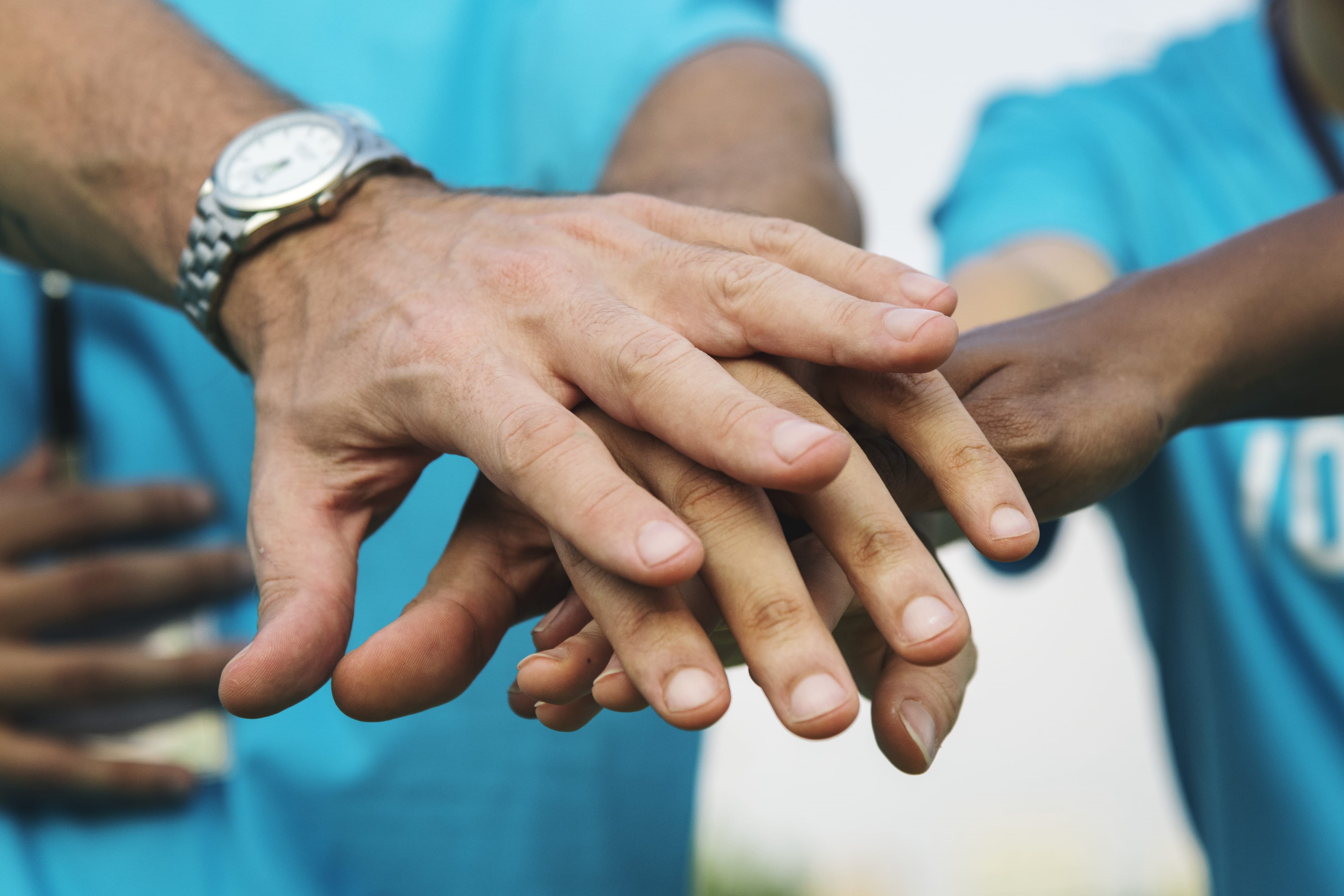 three, depth of field, day, together, men, collaboration, close-up, 4K, human hand, diverse, teamwork, human body part, lifestyles, finger, helping hands, HD Wallpaper