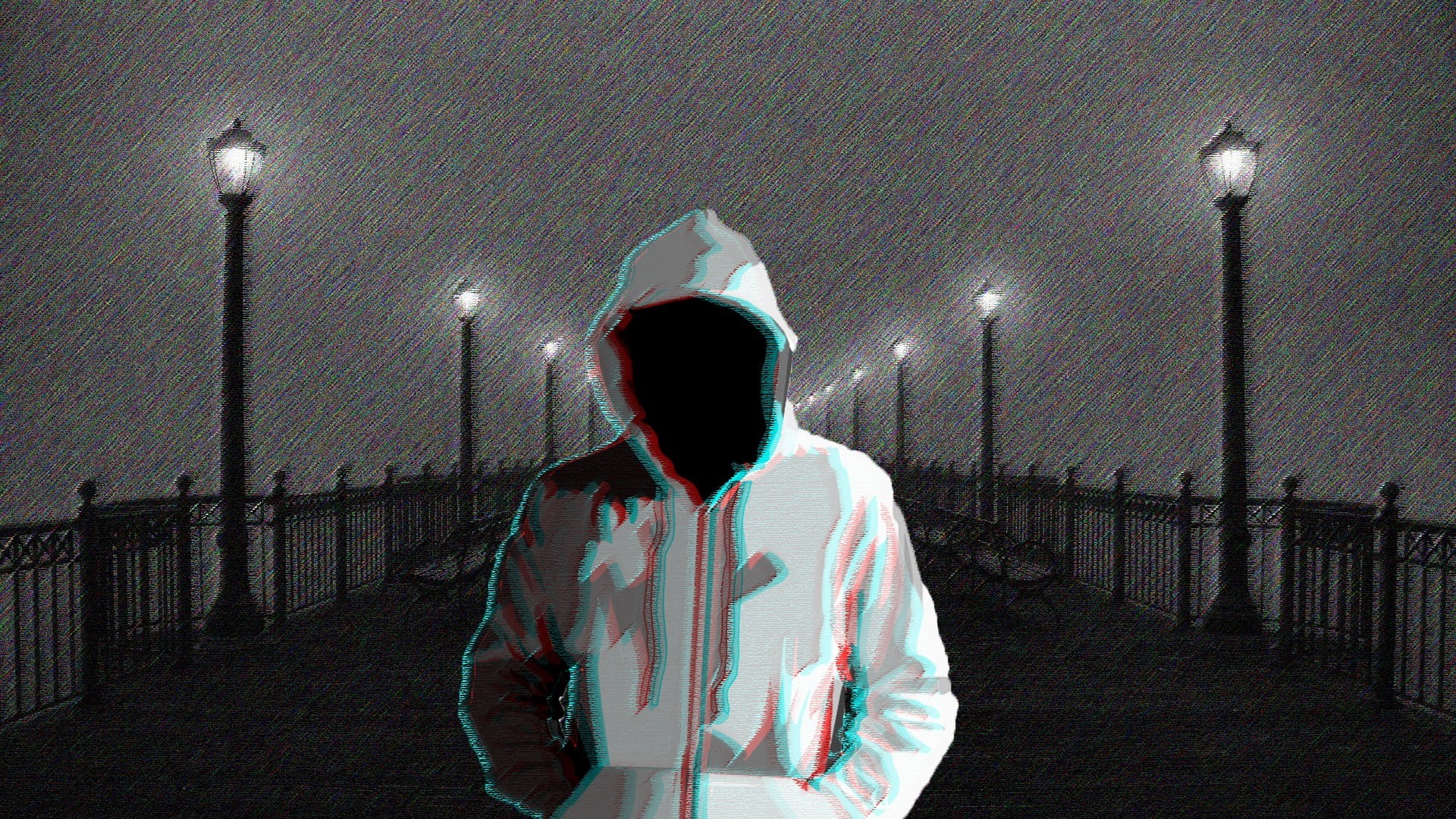 crime, 1080P, street, standing, wearing, lighting equipment, one person, dark, aggression, person, railing, fence, black, architecture, boundary, illuminated, HD Wallpaper