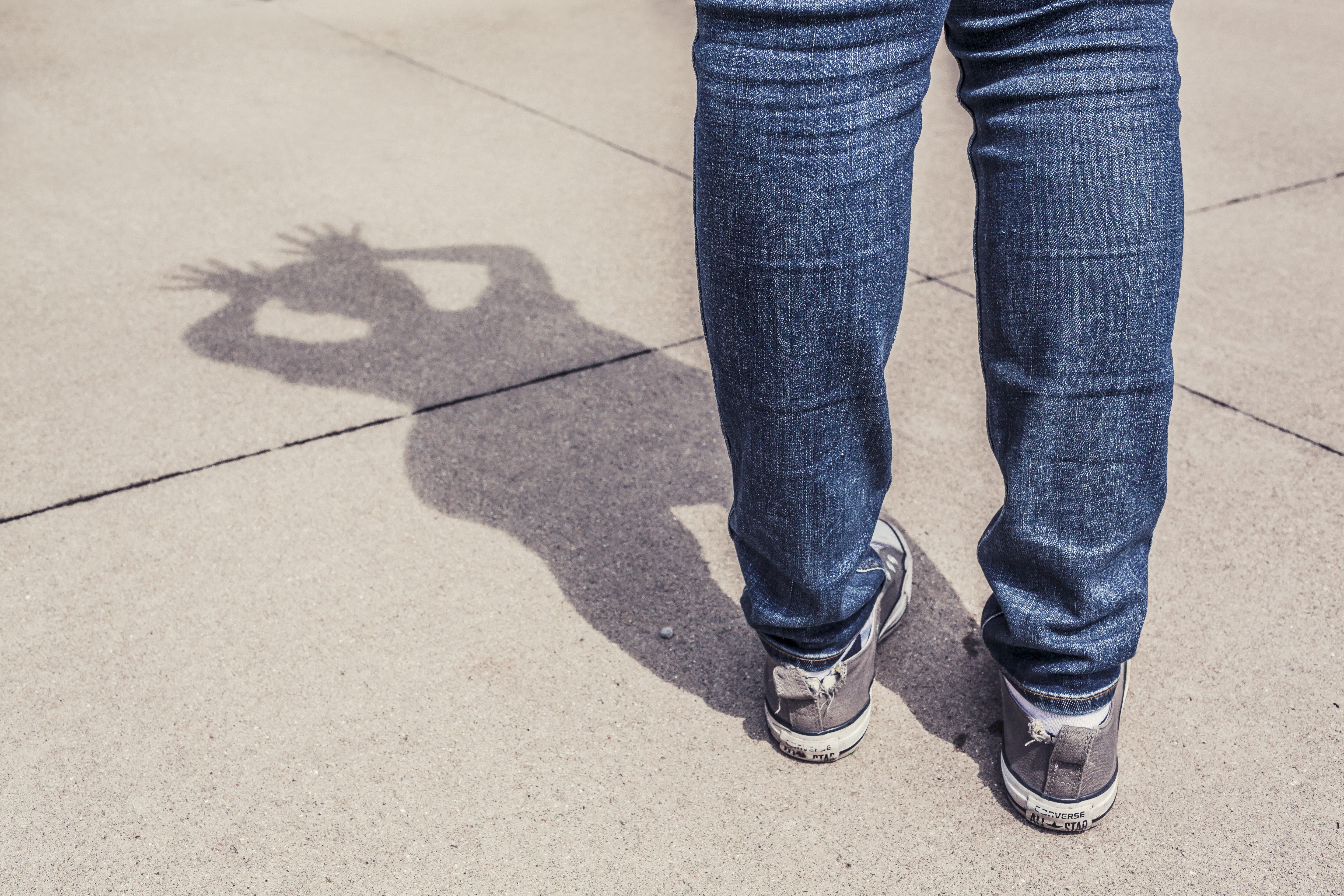 outdoors, low section, casual clothing, street, blue jeans, s, one person, human body part, sneakers, sunlight, women, body part, limb, shoe, whimsical, HD Wallpaper