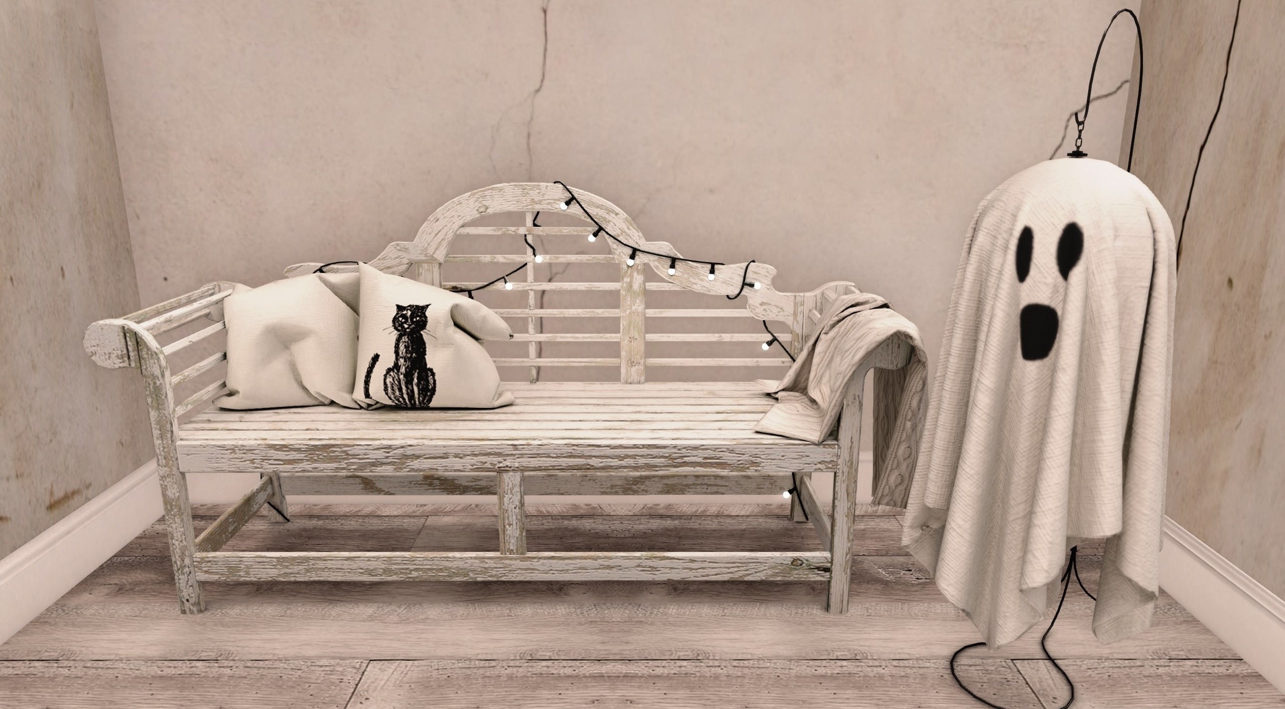 absence, wall - building feature, Fall, chair, Bench, architecture, Lights, empty, room, blackcat, arch, flooring, tiled floor, built structure, seat, Spooky, HD Wallpaper