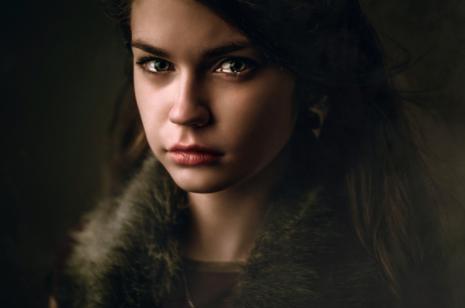 Model, 1080P, Brunette, Woman, Girl, Sad, Women, Face, Green Eyes, HD Wallpaper