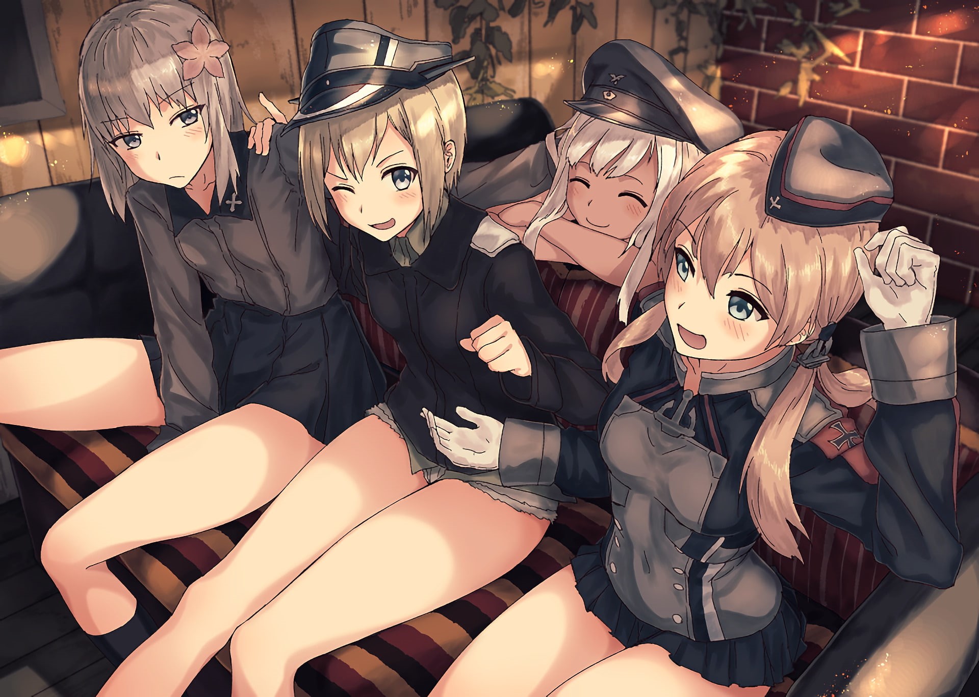 Crossover, Prinz Eugen (Kancolle), 1080P, Girls und Panzer, Erica Hartmann, Ro-500 (KanColle), Strike Witches, Anime, Kantai Collection, Erika Itsumi, HD Wallpaper
