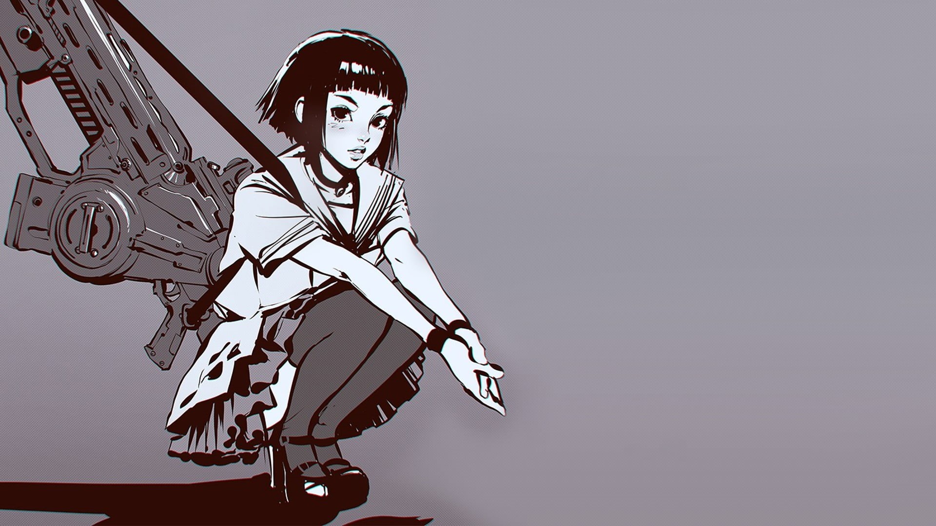 digital art, fashion, high heels, weapon, simple background, nature, representation, Ilya Kuvshinov, skirt, low angle view, drawing, arts culture and entertainment, HD Wallpaper