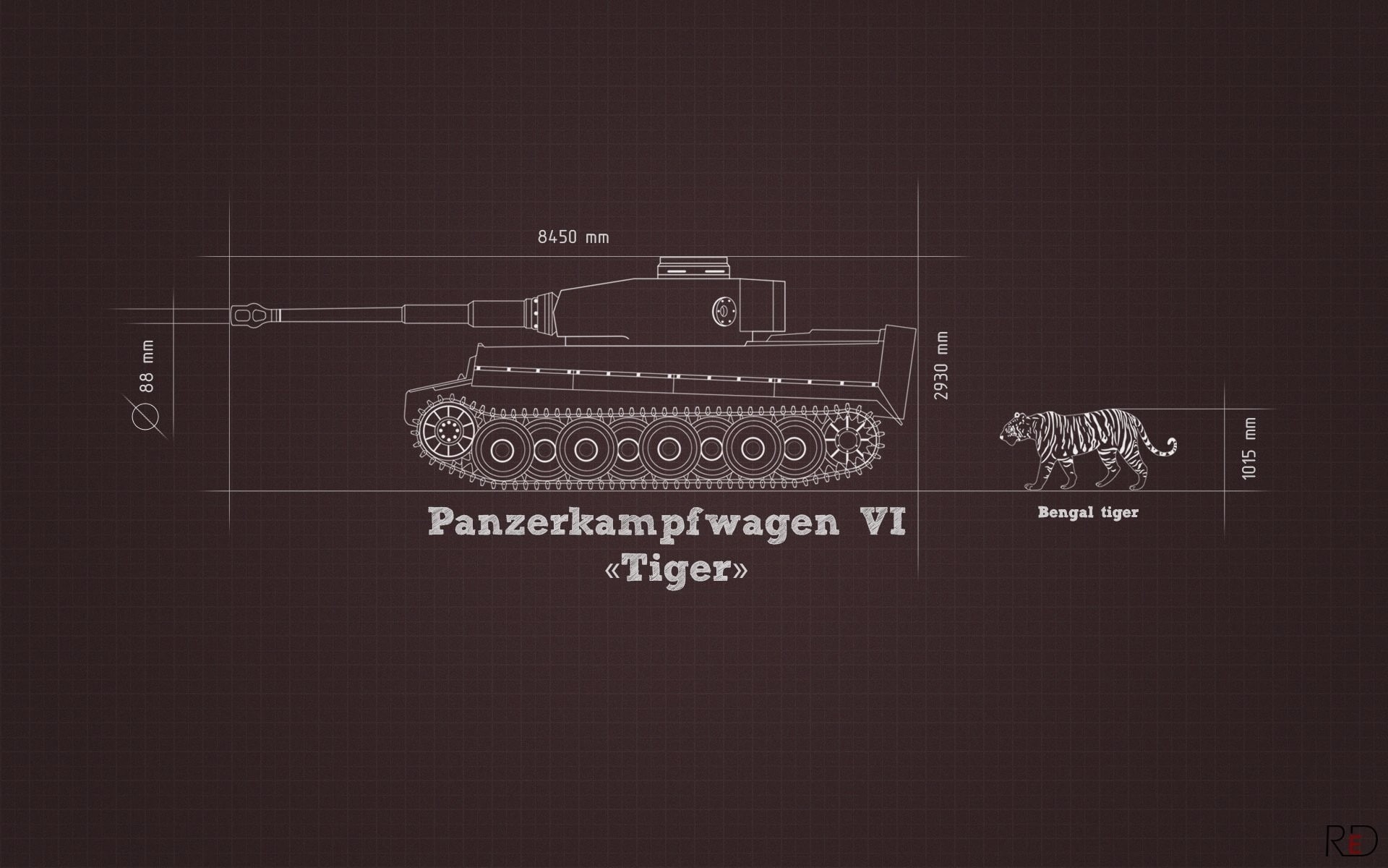 brown, blueprints, 1080P, military, Tiger I, HD Wallpaper